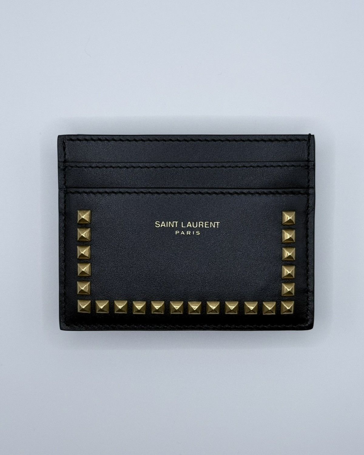 Saint Laurent Paris Saint Laurent Studded Leather Card Holder Black Size ONE SIZE - 6 Thumbnail