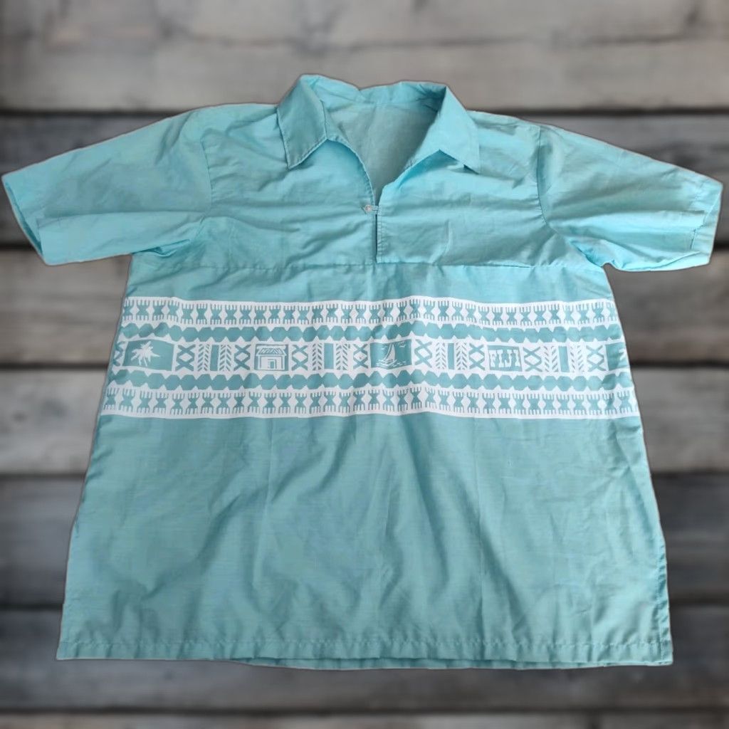 Vintage Vintage 70s Button Up Short Sleeve Beach Camp Shirt XL Blue SailBoat Ocean Size US XL / EU 56 / 4 - 1 Thumbnail