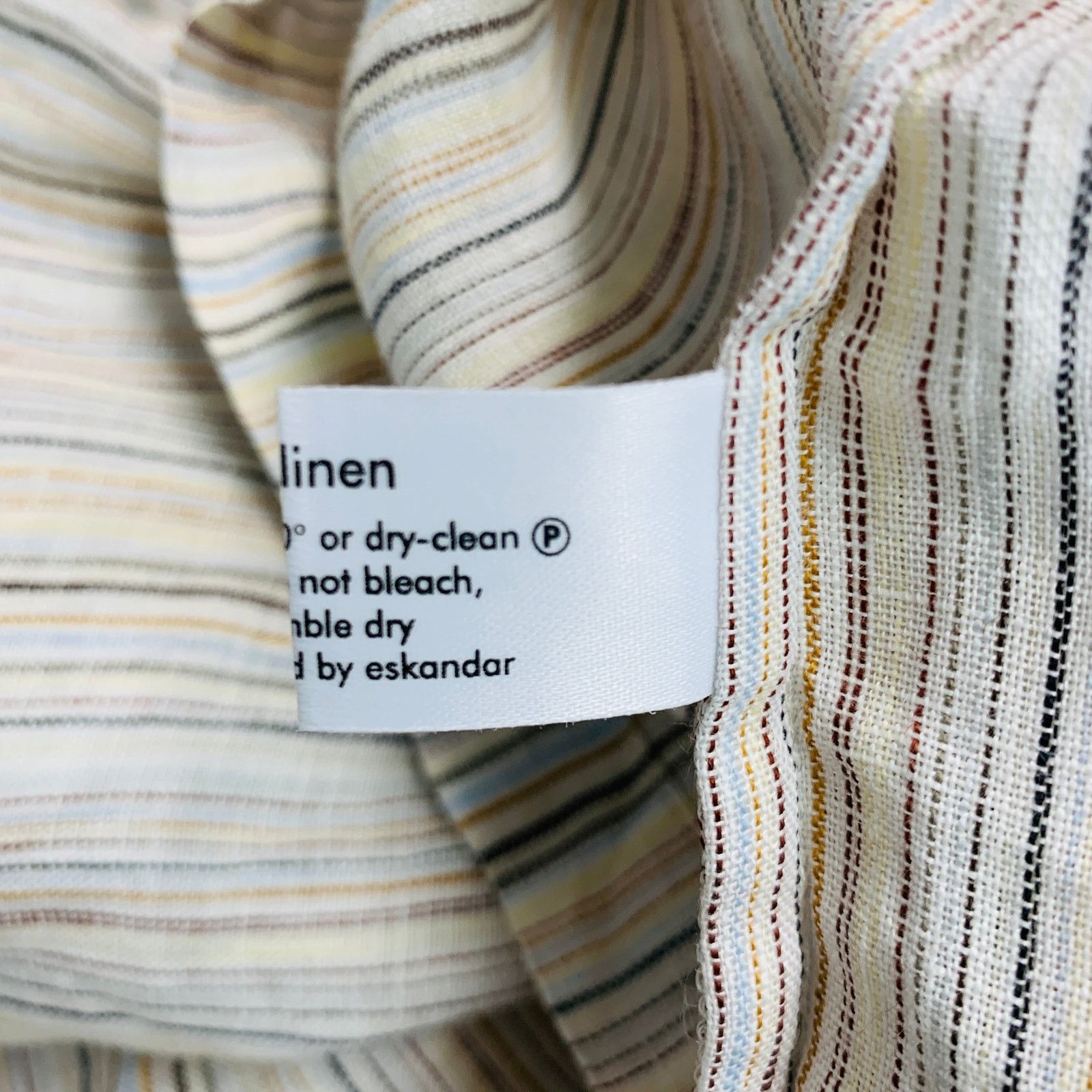 eskandar ESKANDAR 0 White Blue Linen Stripe Long placket Casual Top Size XS / US 0-2 / IT 36-38 - 7 Thumbnail