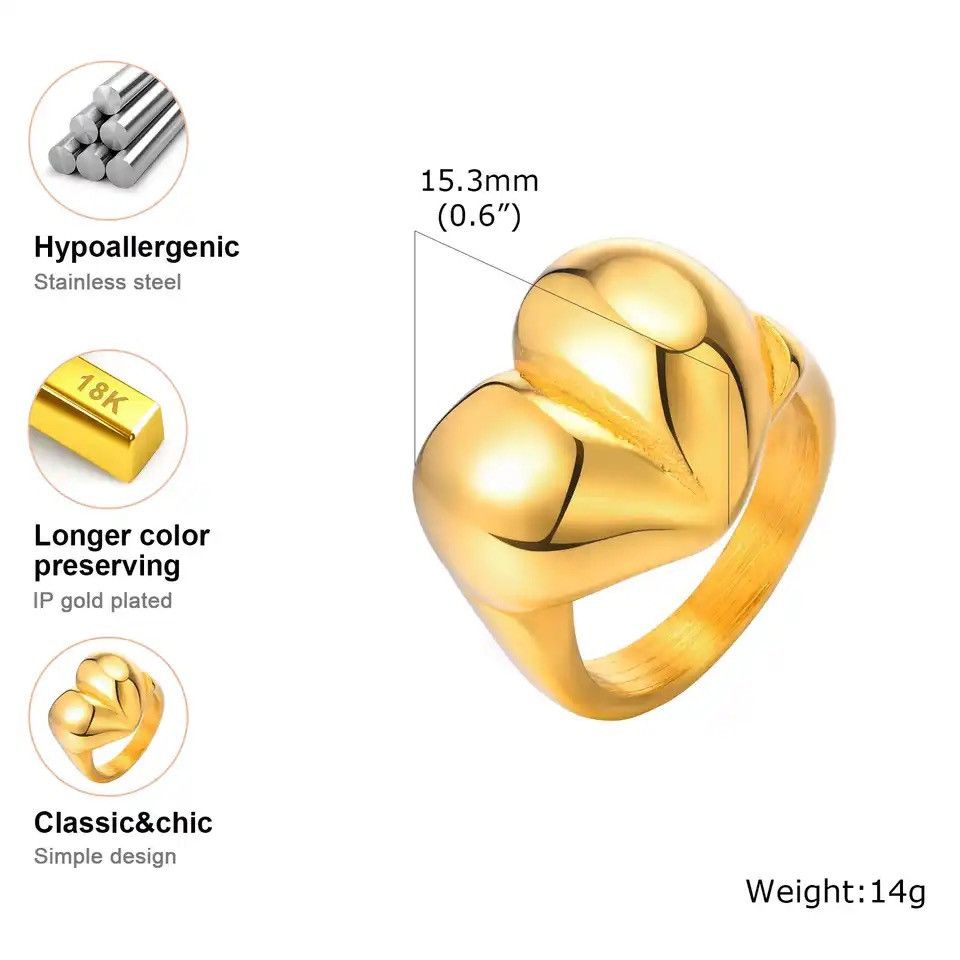 Other Big Love Heart Ring Size ONE SIZE - 2 Thumbnail