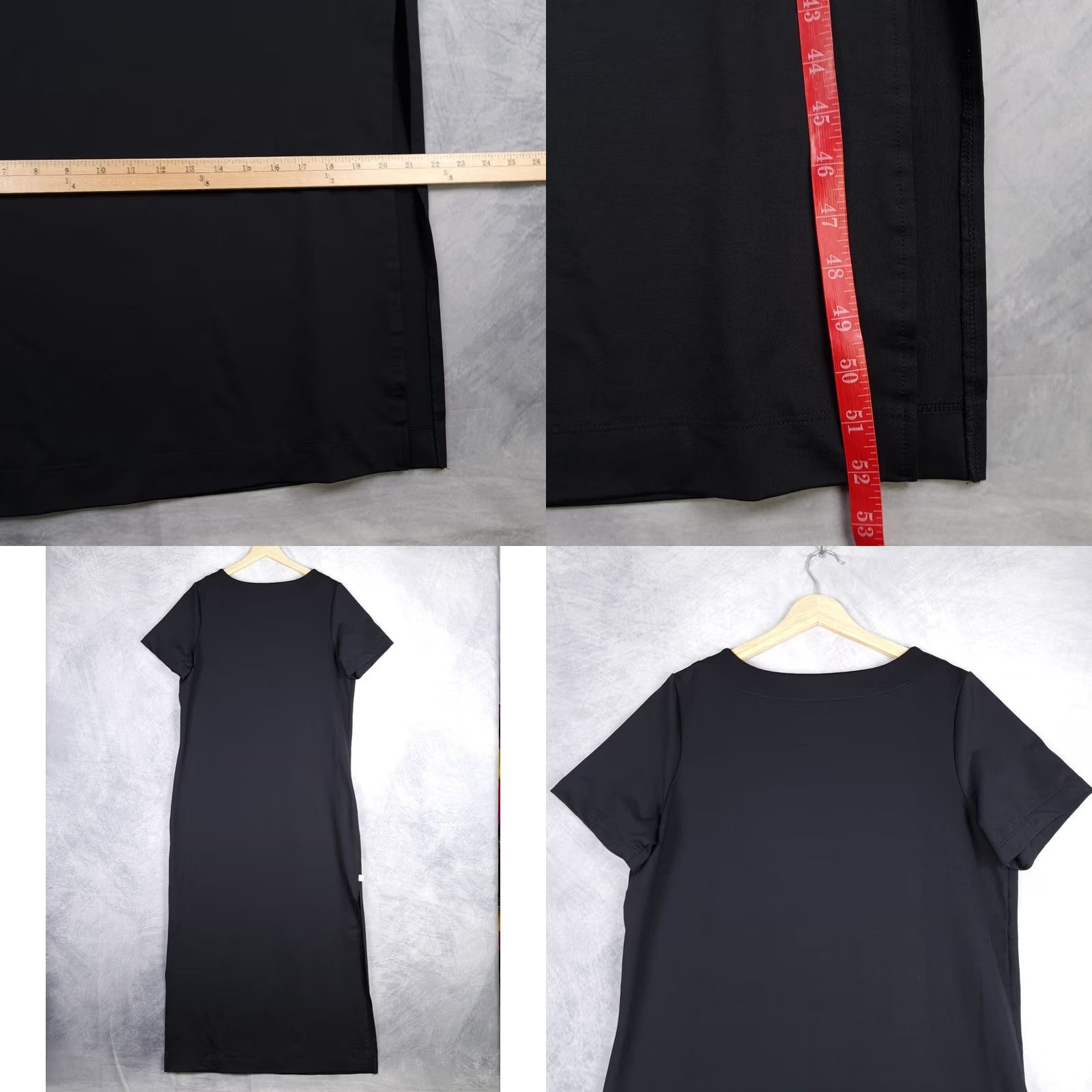 Vintage Dudley Stephens Maxi Dress Womens L Black Short Sleeves Nylon Minimalist Size 36" / US 14 / IT 50 - 9 Thumbnail