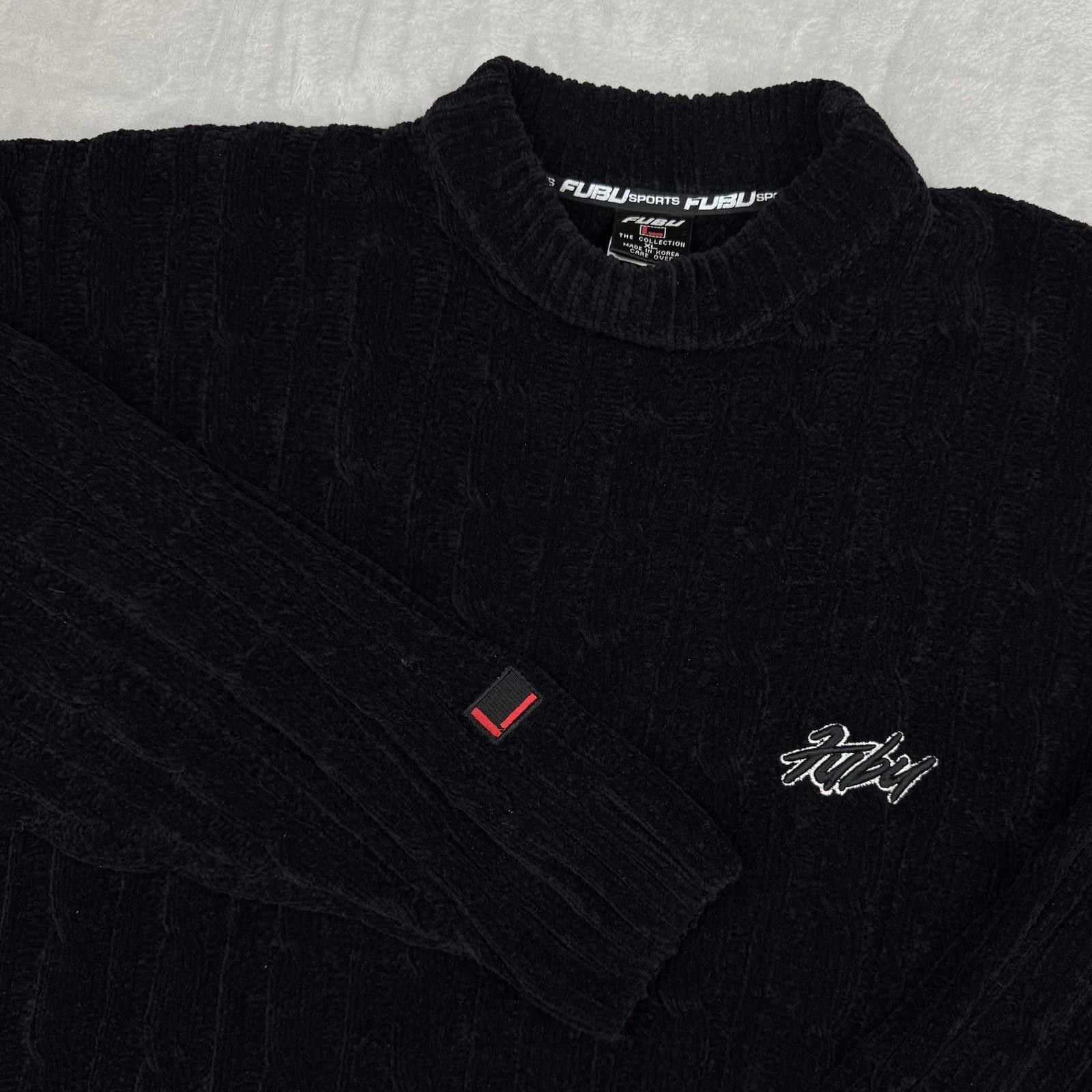 Fubu VTG FUBU Sports Black Chenille Ribbed Sweater Hip-Pop SzXL Size US XL / EU 56 / 4 - 3 Thumbnail