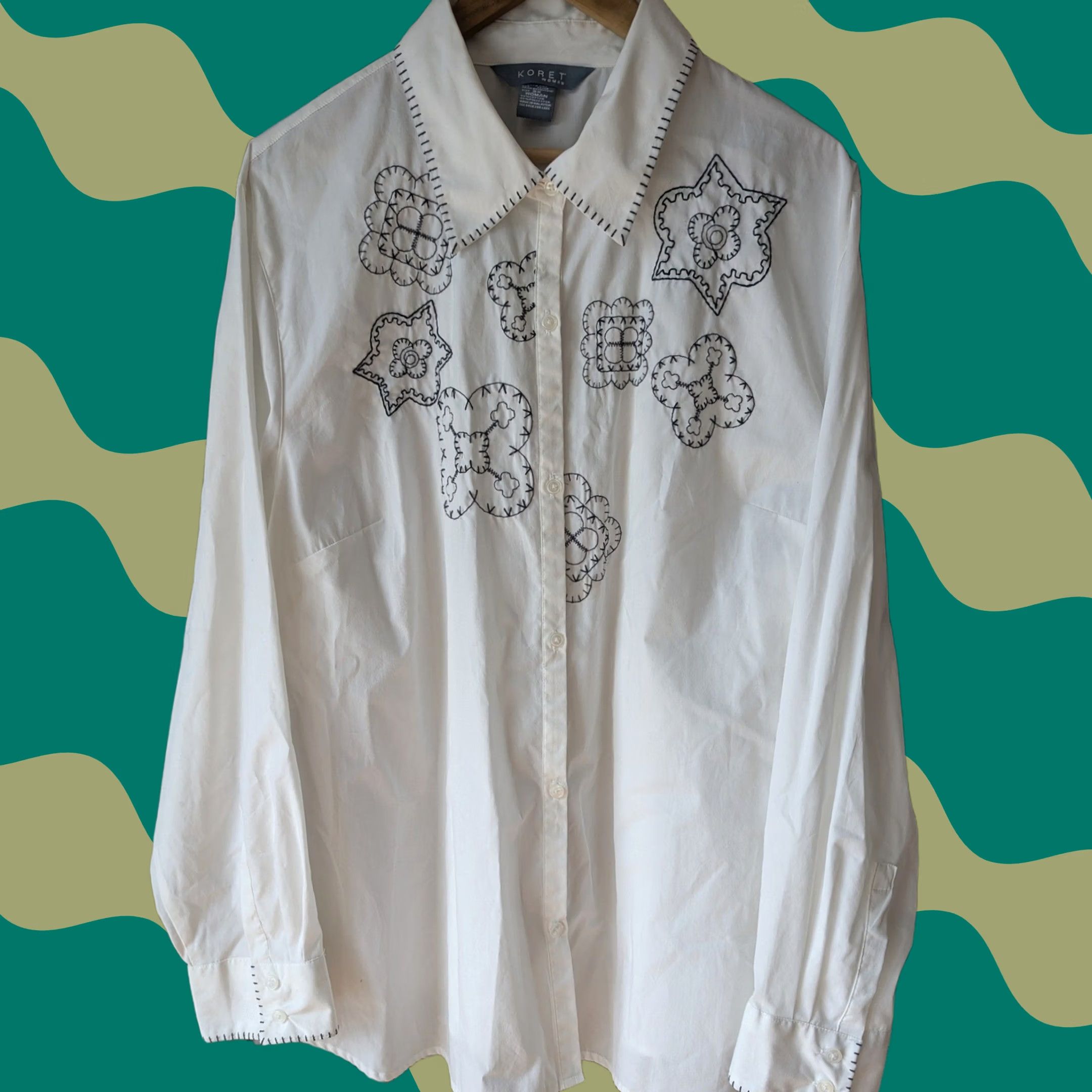 Vintage VINTAGE Koret Woman Button-Up Shirt Womens 3X Plus Size White Floral Embroidered Button-Up Shirt Size XXL / US 16-18 / IT 52-54 - 1 Thumbnail