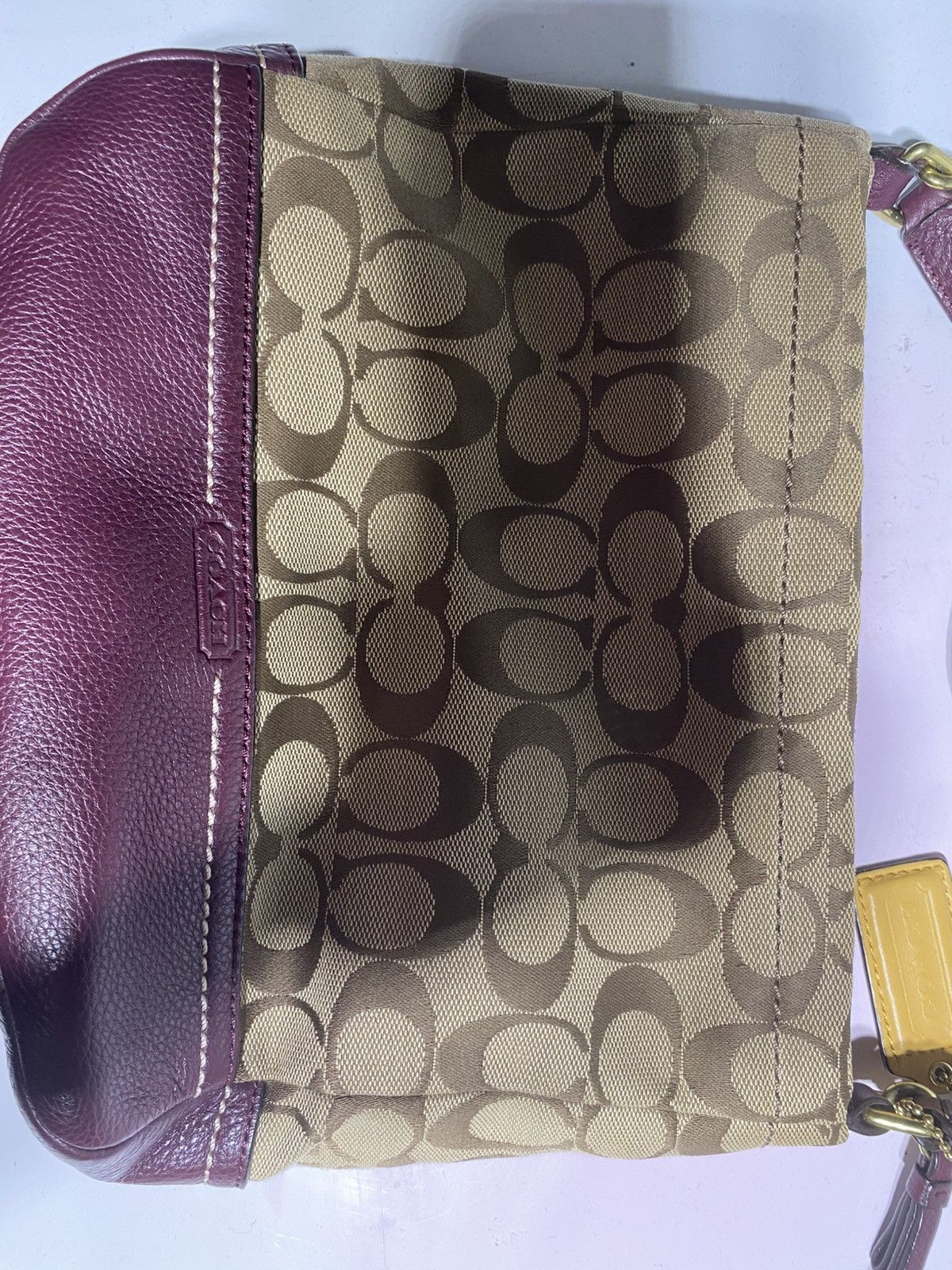 Coach Coach C Carrie Signature Burgundy Brown purse Size ONE SIZE - 5 Thumbnail