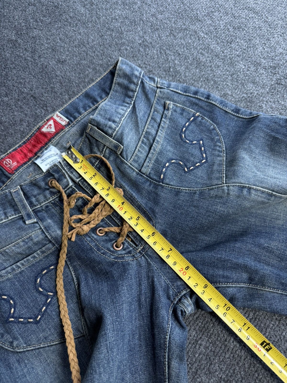 Guess Archive Y2K Guess Western USA Retro 00s Lace Up Denim Jeans Size 28" / US 6 / IT 42 - 18 Thumbnail