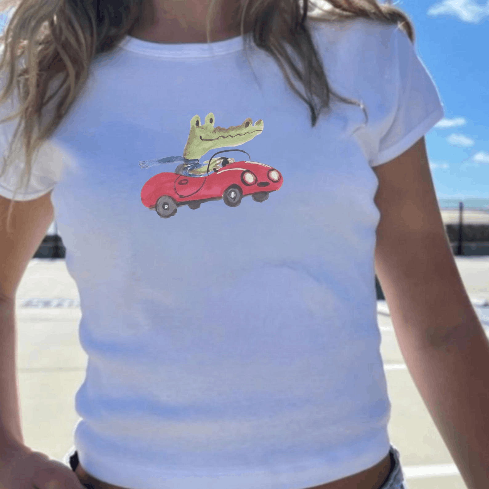 Other Cool Crocodile Driving Red Car T-Shirt Size M / US 6-8 / IT 42-44 - 2 Thumbnail