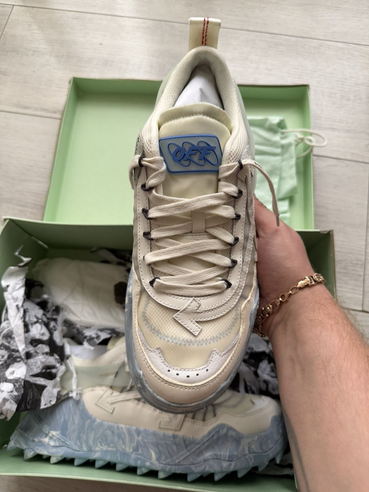 Off-White Off White Odsy 1000 White Blue Size US 12 / EU 45 - 2 Thumbnail