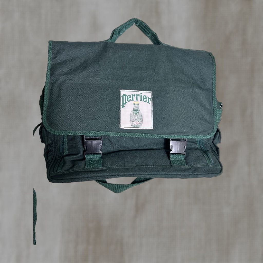Vintage VINTAGE Perrier Sparkling Water Crossbody Messenger Bag Green 17x12x6 Large Men Size ONE SIZE - 1 Thumbnail