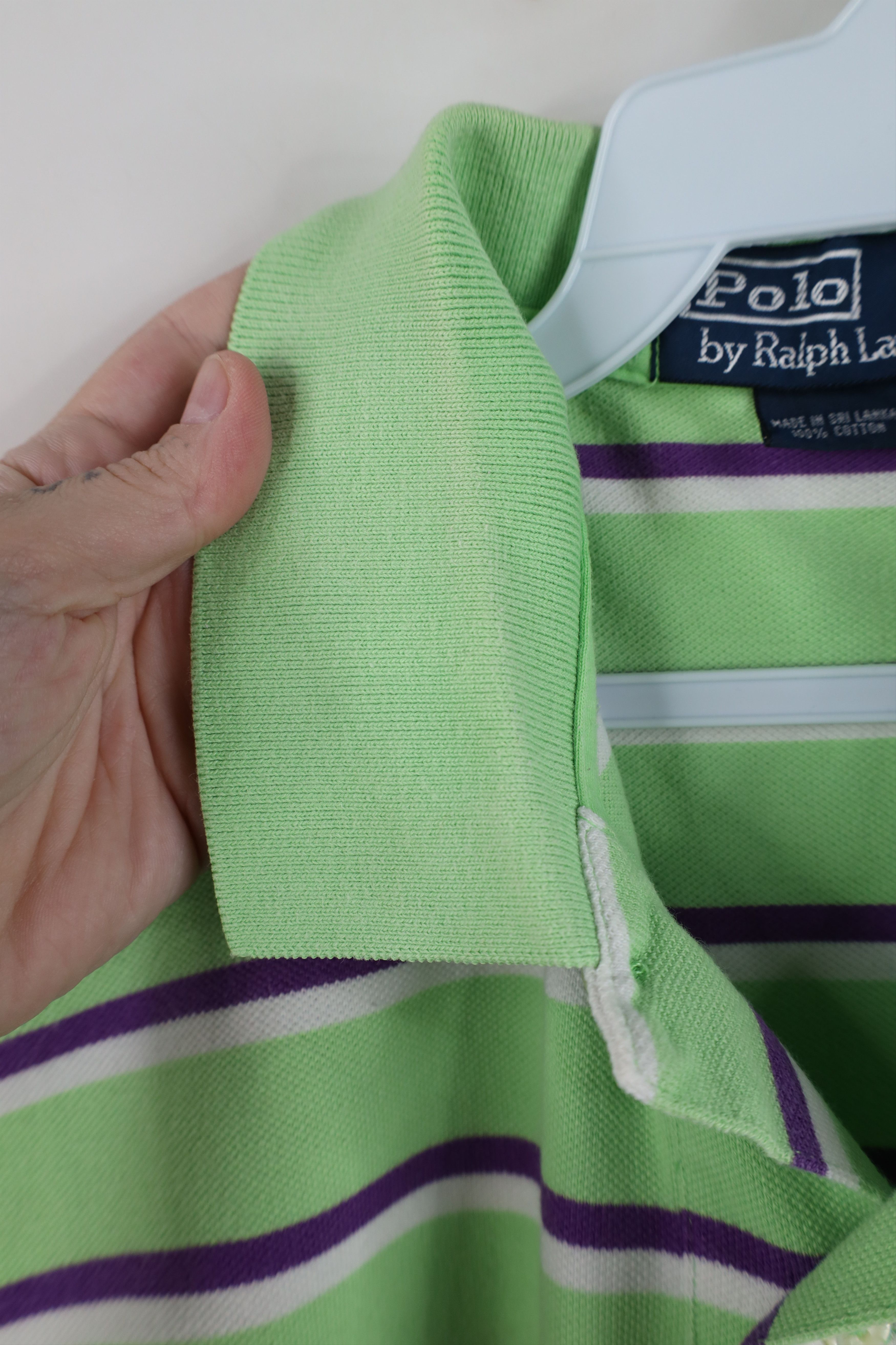 Ralph Lauren Vintage 90s Ralph Lauren Striped Cotton Knit Golf Polo Green Size US M / EU 48-50 / 2 - 8 Thumbnail