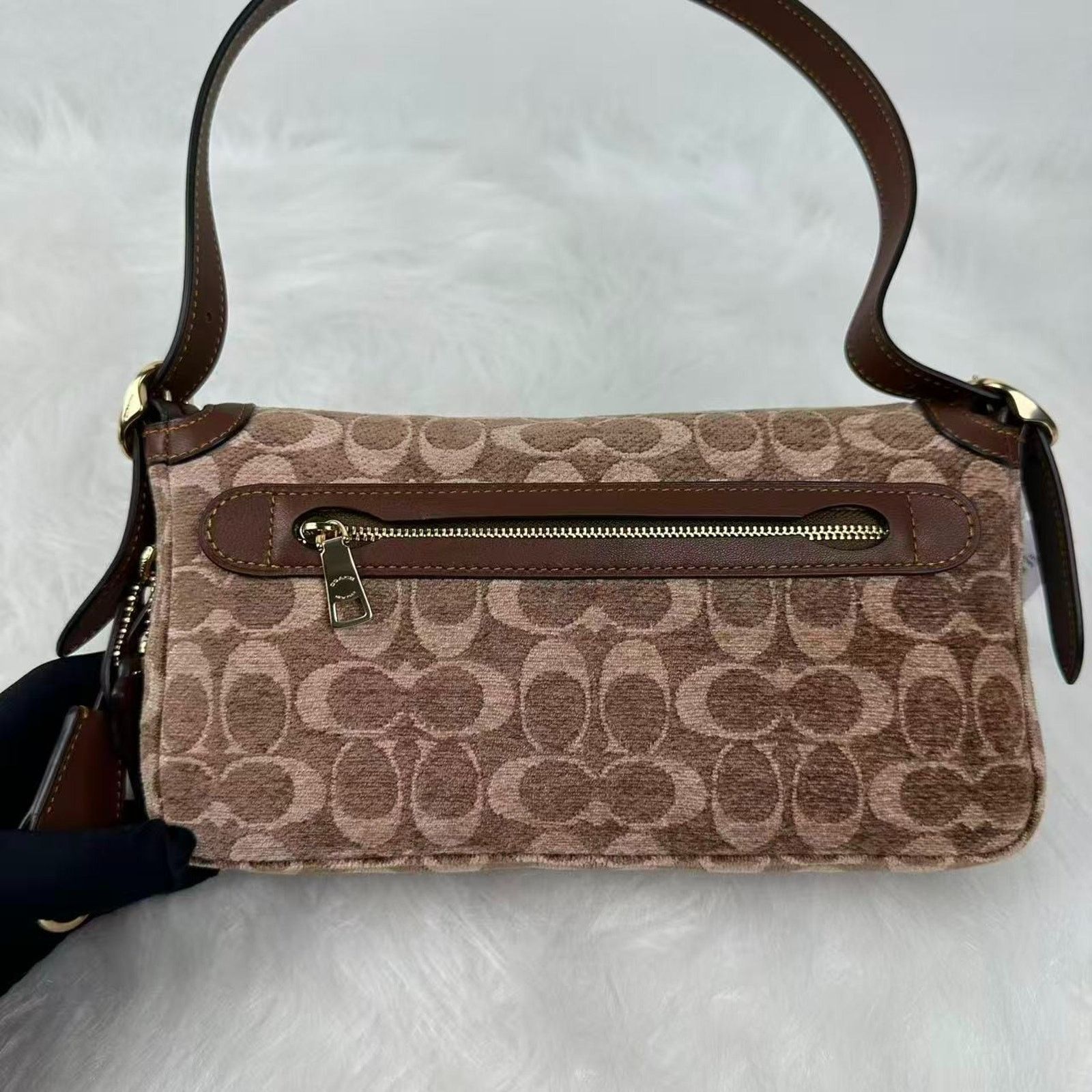 Coach Coach Etta Small Shoulder Sig Chenille Khaki/Vintage Brown Size ONE SIZE - 3 Thumbnail