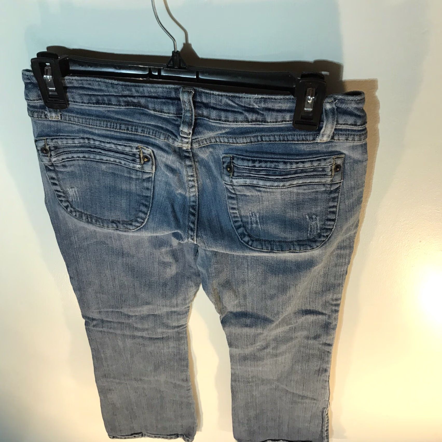 Vintage Aeropostale Jeans Juniors 5/6R Light Wash Blue Skinny Flare 28in Inseam 5-Pocket Denim Womens Size 27" / US 4 / IT 40 - 2 Thumbnail