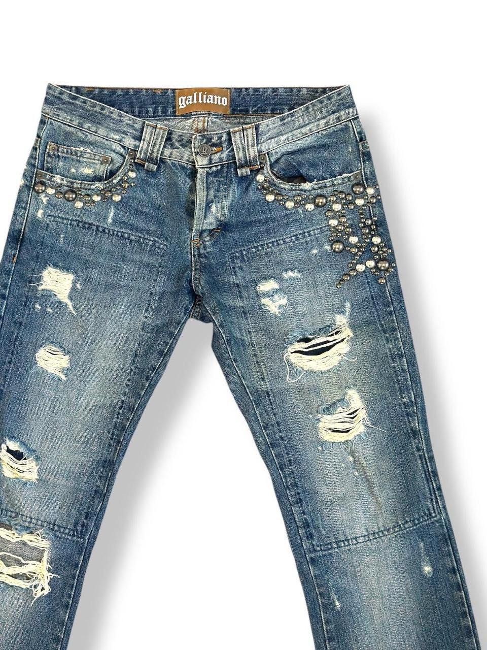 Vintage John Galliano Distressed Studded Denim