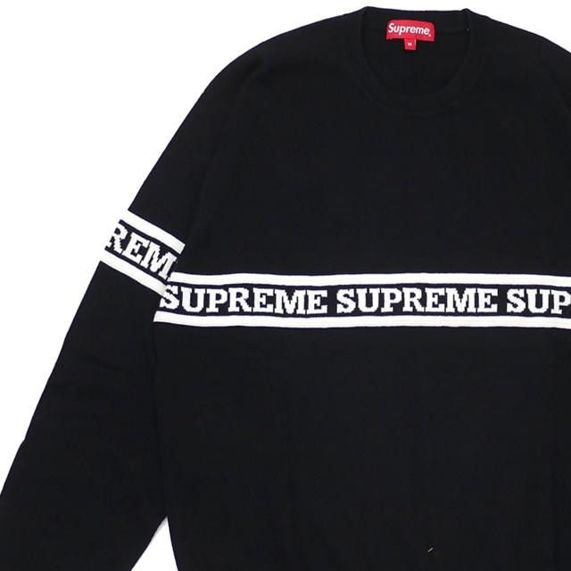 Supreme Supreme Logo Stripe Knit Top Black long sleeve crewneck