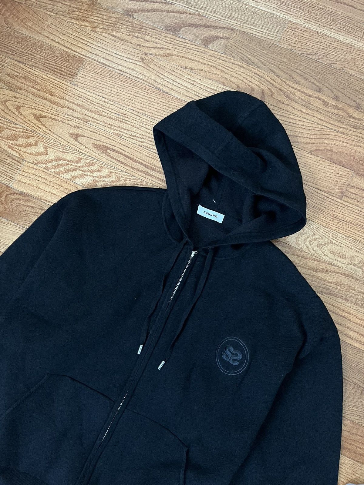 Sandro Sandro Black Zip-Up Hoodie Boston Womens size 0 Size S / US 4 / IT 40 - 2 Thumbnail
