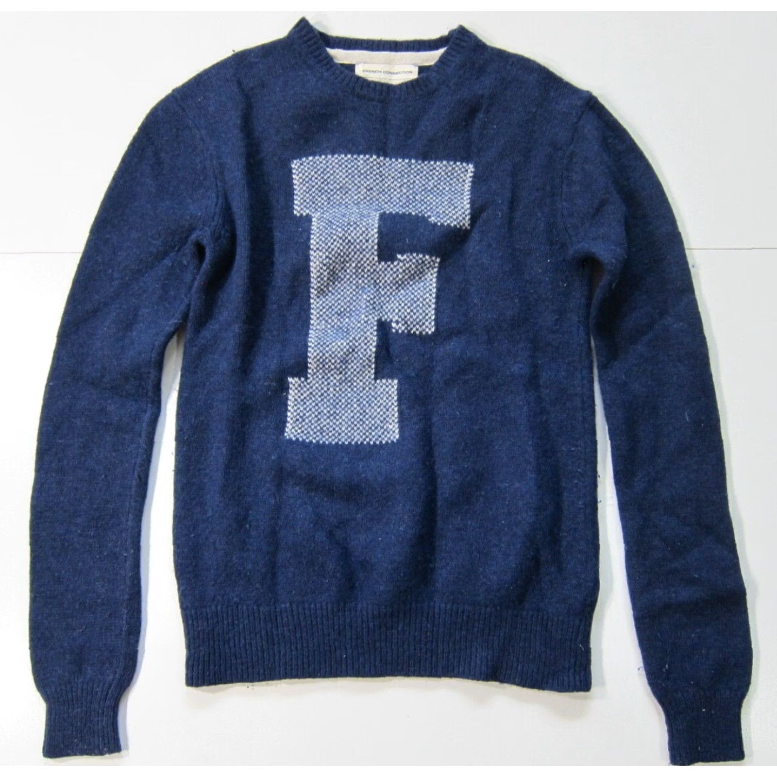 French Connection French Connection Wool Blue White F Logo Long Sleeve Pullover Sweater Men Small Size US S / EU 44-46 / 1 - 6 Thumbnail