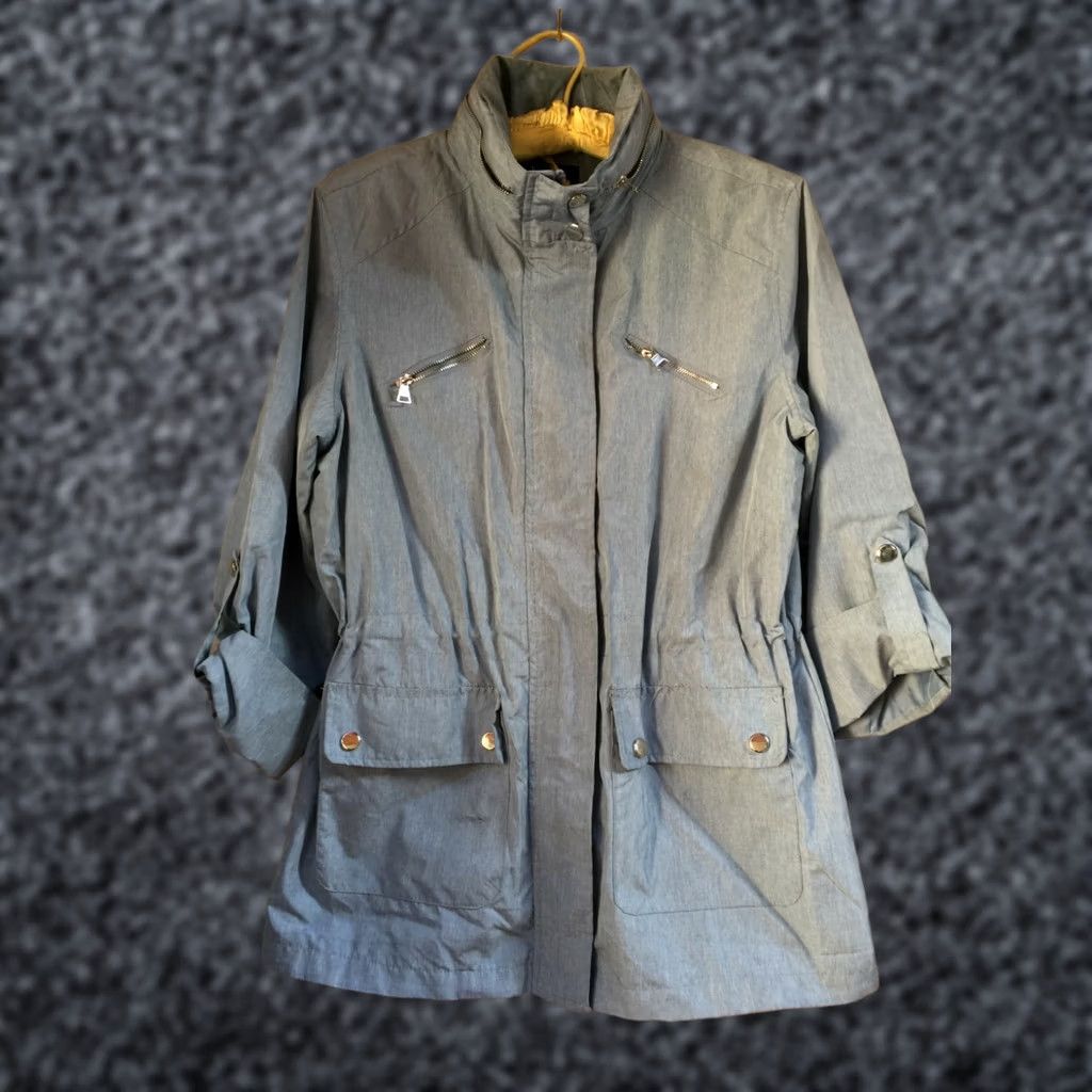 Vintage Style & Co Womens Hooded Anorak Jacket Long Sleeve Full Zip Washed Blue Sz Small Size S / US 4 / IT 40 - 1 Thumbnail