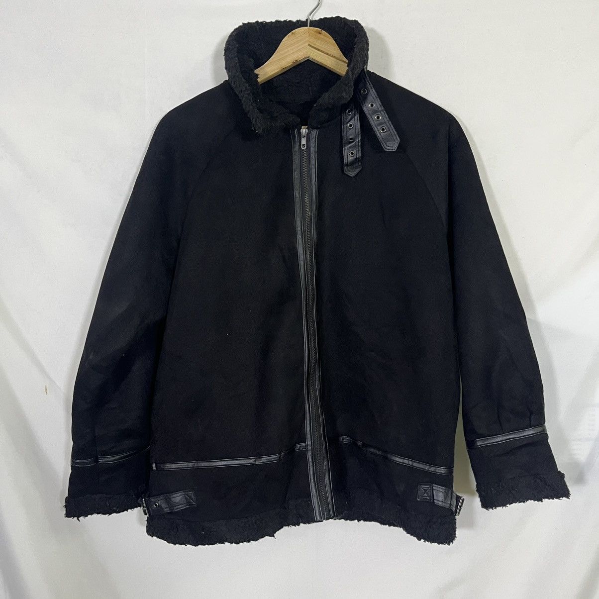14th Addiction VINTAGE GRL LGB FUR SUEDE BUCKLE ZIPPED UP JACKET Size L / US 10 / IT 46 - 1 Thumbnail
