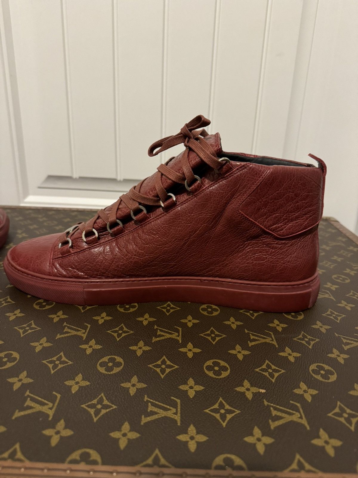 Balenciaga Balenciaga Arena Hi-Top In Red Lambskin Size US 12 / EU 45 - 5 Thumbnail