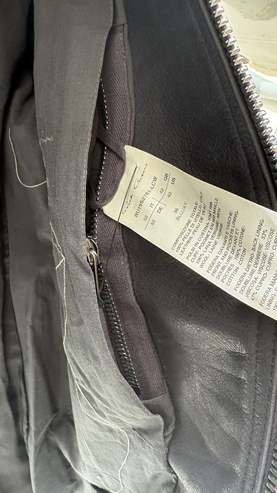 Rick Owens 19SS RICK OWENS INTARSIA LEATHER JACKET Size US L / EU 52-54 / 3 - 8 Thumbnail