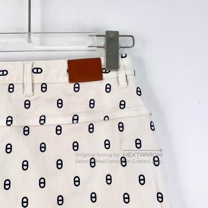 Hermes Hermes White pig nose full print cotton casual denim half Size 25" / US 0 / IT 36 - 5 Thumbnail