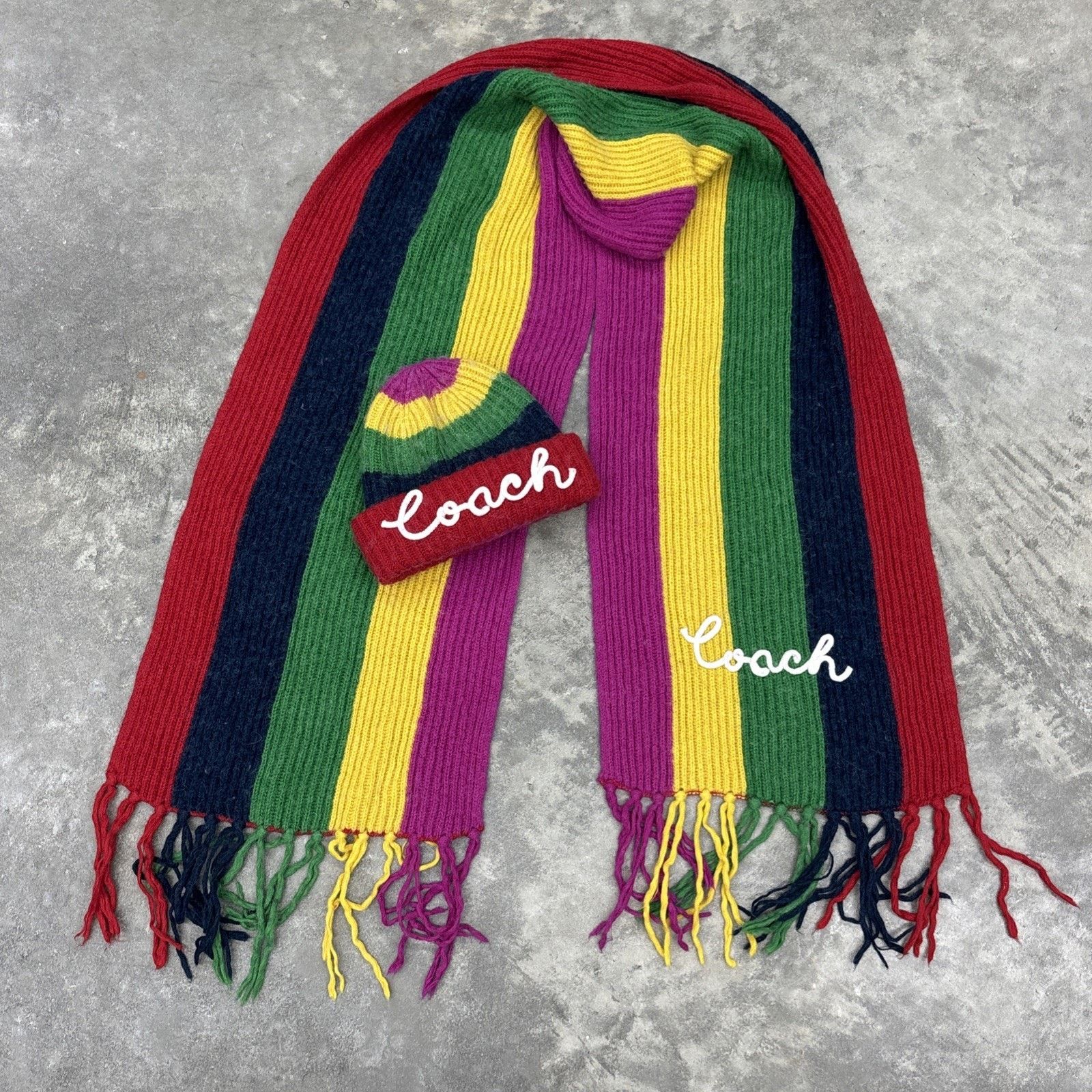 Coach Rare Coach Multi Stripe Scarf And Hat Matching Set Rainbow Size ONE SIZE - 2 Thumbnail