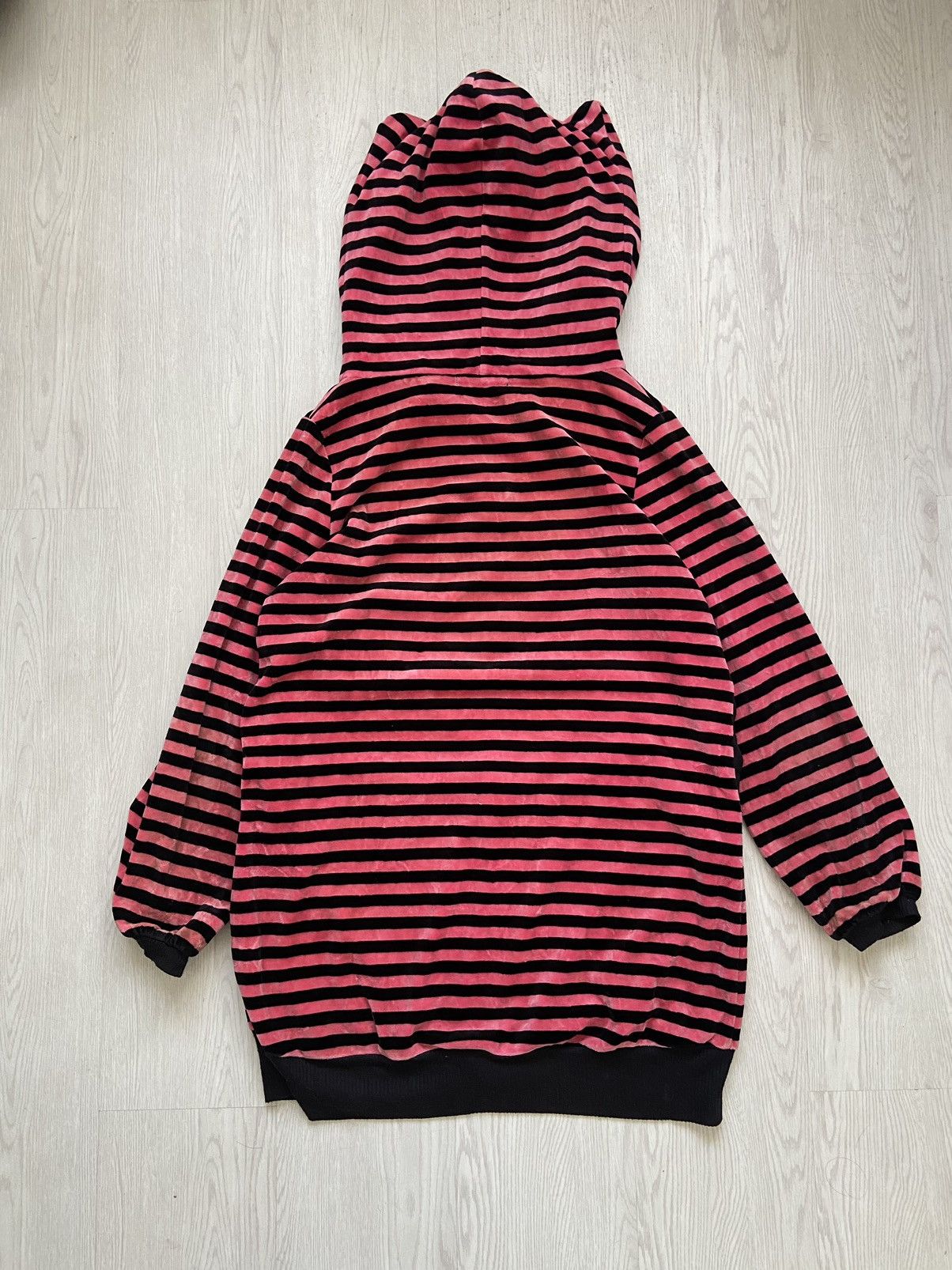 If Six Was Nine Vintage Algonquins Ears Velvet Stripe Zipper Hoodie Jacket Size US M / EU 48-50 / 2 - 5 Thumbnail