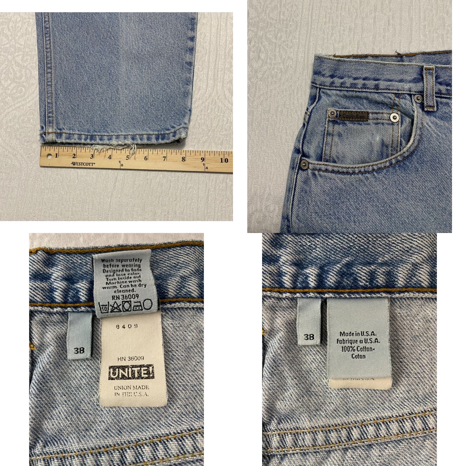 Calvin Klein VINTAGE Calvin Klein Jeans Mens 5-Pocket Denim 38x30 Stone Wash Blue 80s 90s USA Relaxed Wide-Leg Shirt? Size US 37 - 8 Thumbnail
