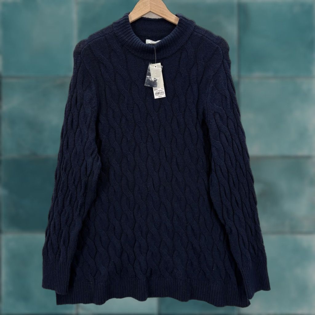 Croft & Barrow Croft & Barrow Sweater Womens 2X Blue Cable Knit Mock Neck Pullover NWT Plus Size XXL / US 16-18 / IT 52-54 - 1 Thumbnail