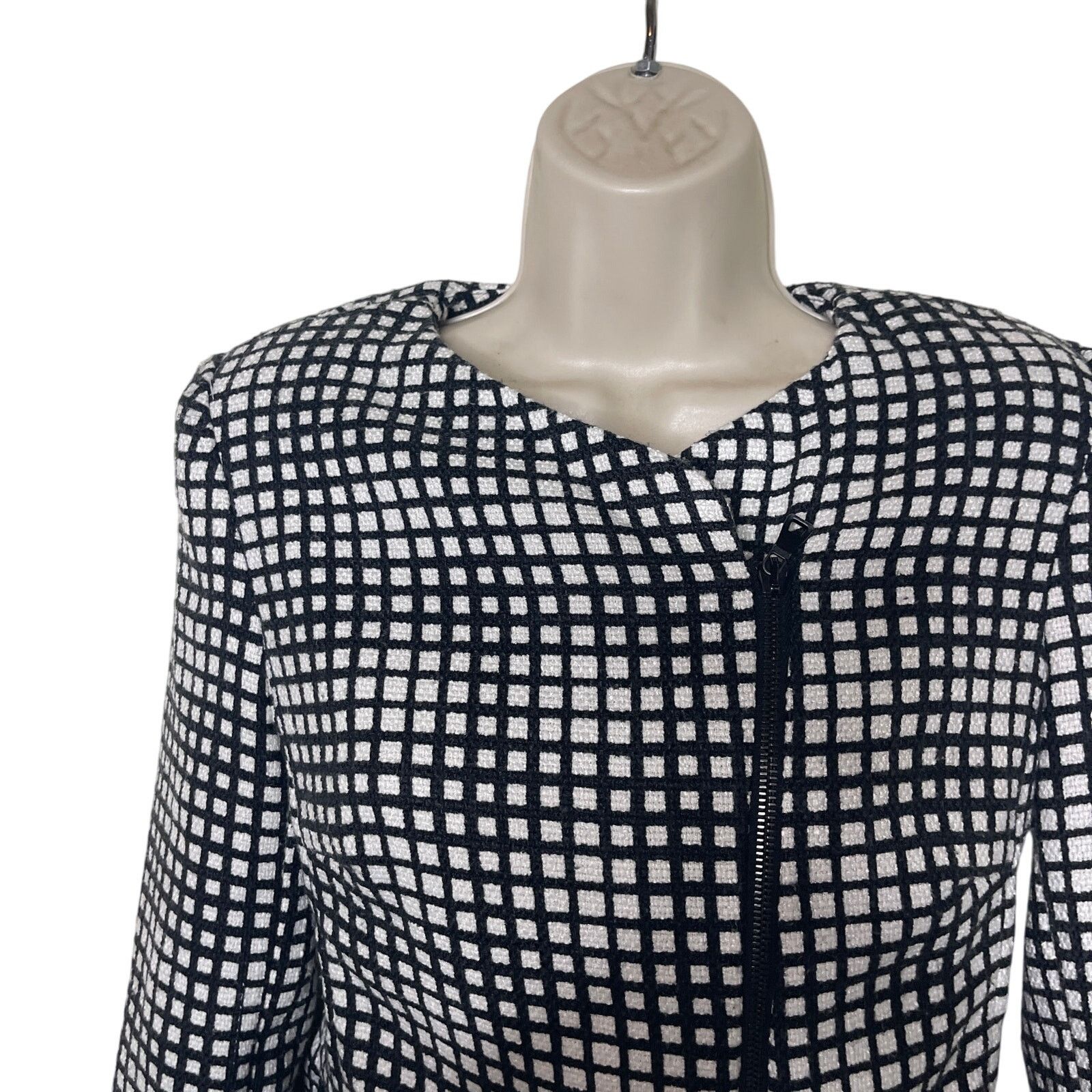 L'AGENCE L'AGENCE Black and White Checkered Grid Jacket Sz 0 Size XS / US 0-2 / IT 36-38 - 2 Thumbnail