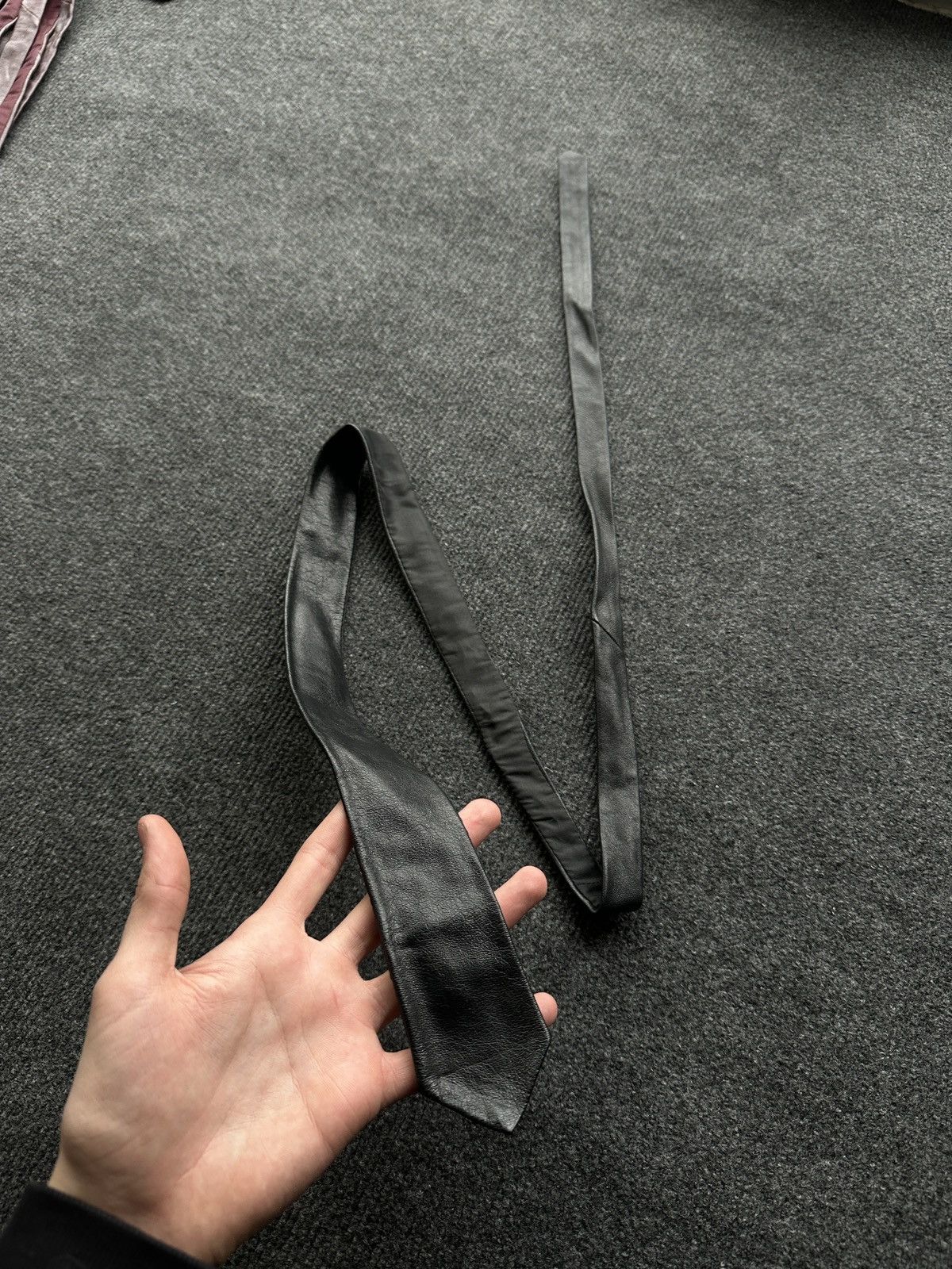Other 🚨 LEATHER BLACK ITALY TIE LUXURY VNTG RARE OLD MONEY Size ONE SIZE - 2 Thumbnail