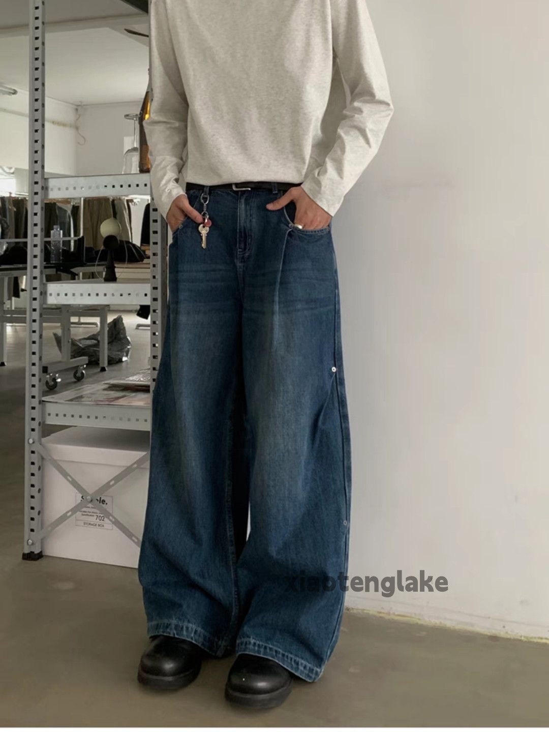 Jean washed faded cleanfit yuppie bootcut baggy pleated jeans Size US 28 / EU 44 - 2 Thumbnail