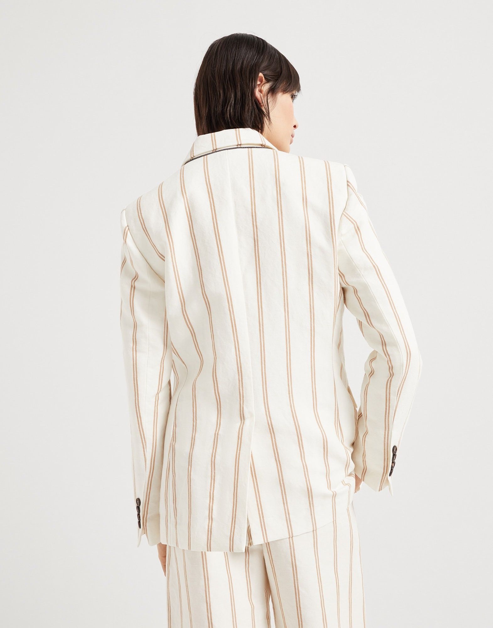 Brunello Cucinelli o1la1rc1a0326 Regimental Stripe Panama Blazer in Multicolor Size L / US 10 / IT 46 - 2 Thumbnail