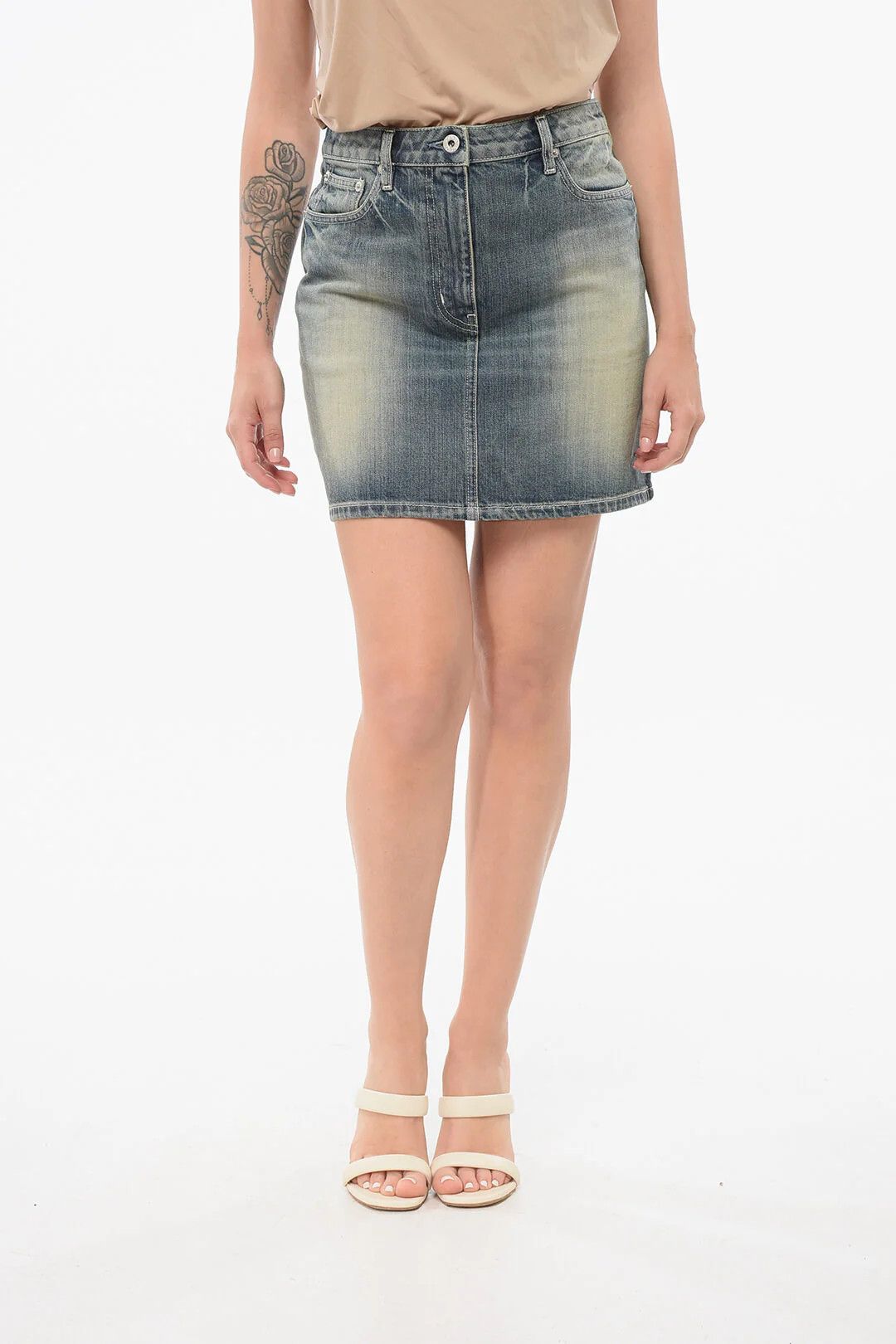 Kenzo og1mm0426 Vintage-Wash Denim Mini Skirt in Blue Size 25" / US 0 / IT 36 - 1 Thumbnail