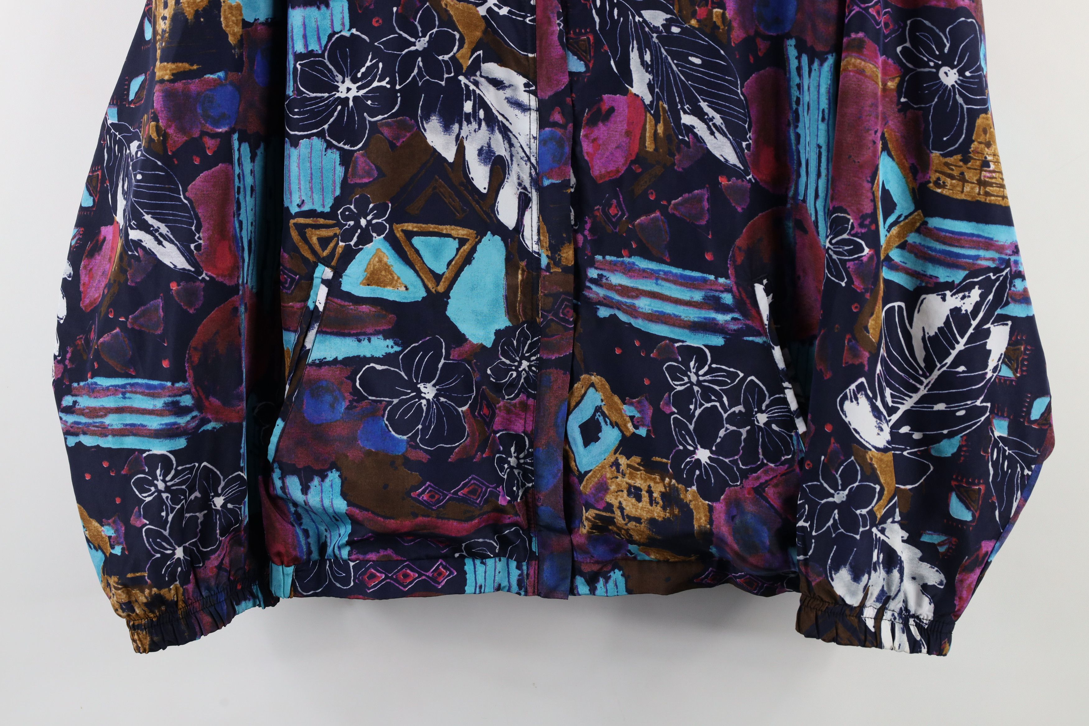 Vintage Vintage 90s Streetwear Flower Lined Windbreaker Jacket Size XL / US 12-14 / IT 48-50 - 3 Thumbnail