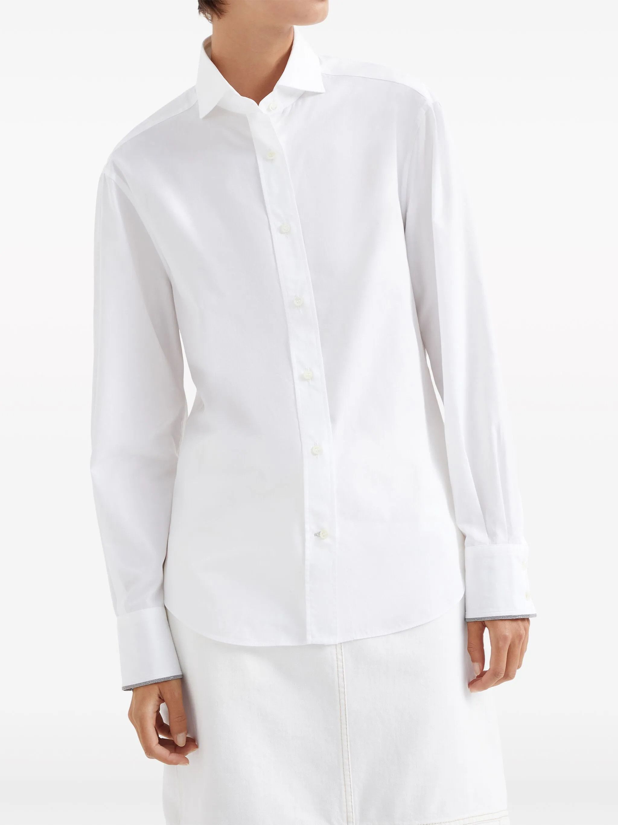 Brunello Cucinelli o1w1db10825 Blouse in White Size M / US 6-8 / IT 42-44 - 3 Thumbnail