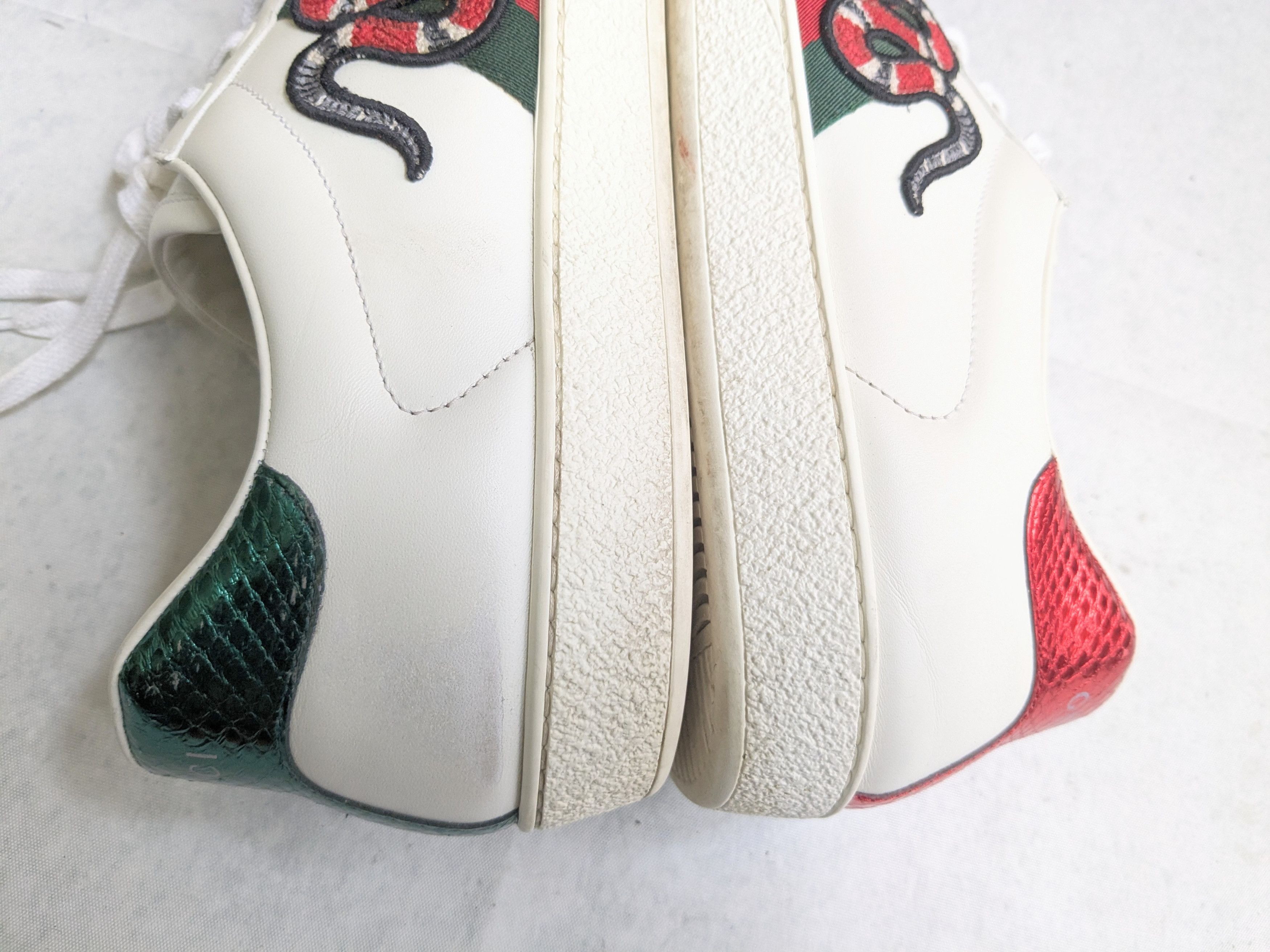 Gucci Gucci Ace Sneakers Snake 11.5 White Low Tops Leather Size US 11.5 / EU 44-45 - 12 Thumbnail
