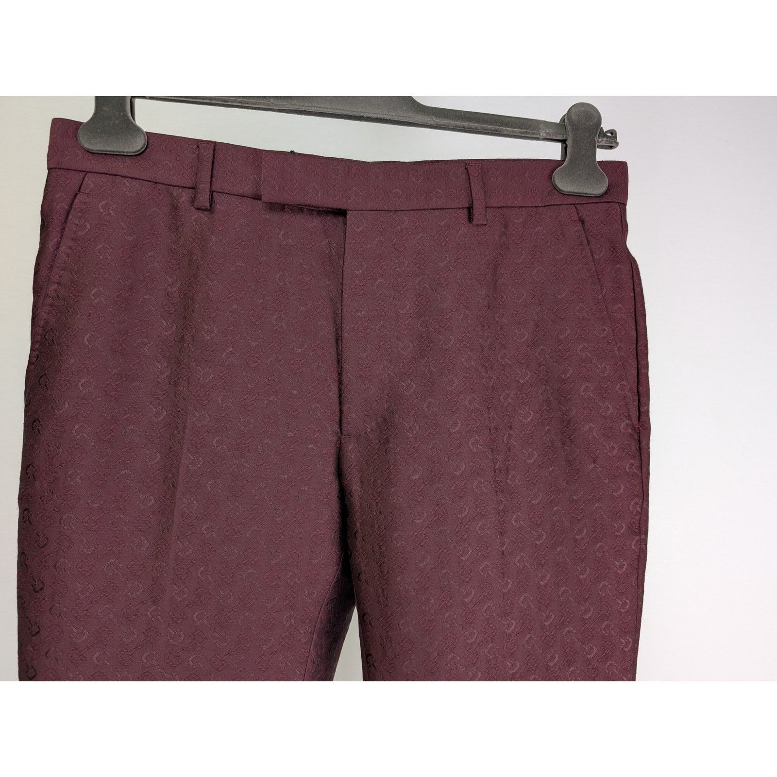 Gucci o1rshd1 Horsebit All Over Burgundy Slacks Pant in Purple Size US 30 / EU 46 - 2 Thumbnail