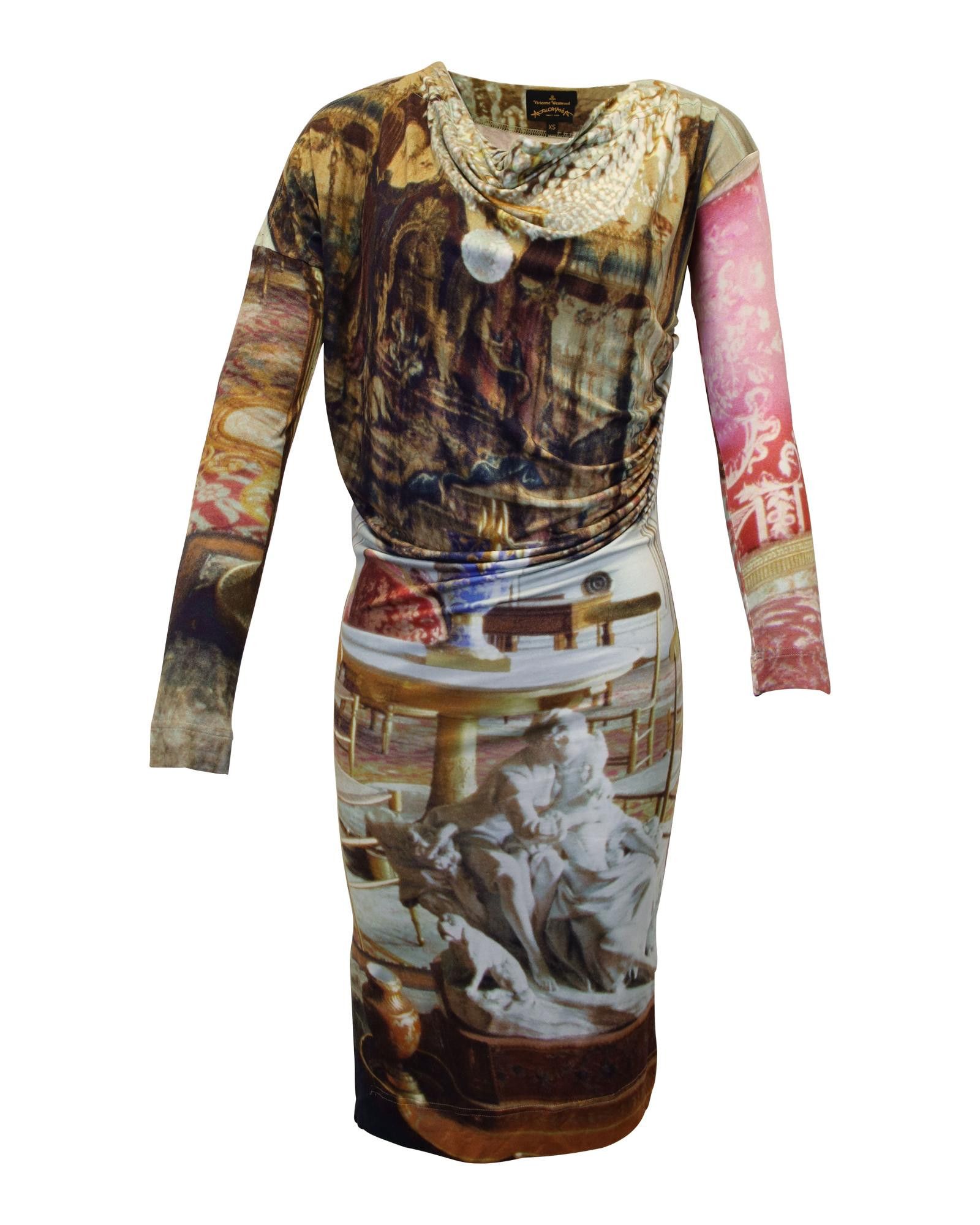 image of Vivienne Westwood Vintage Anglomania Printed Dress In Multicolor Viscose, Women's (Size XS)