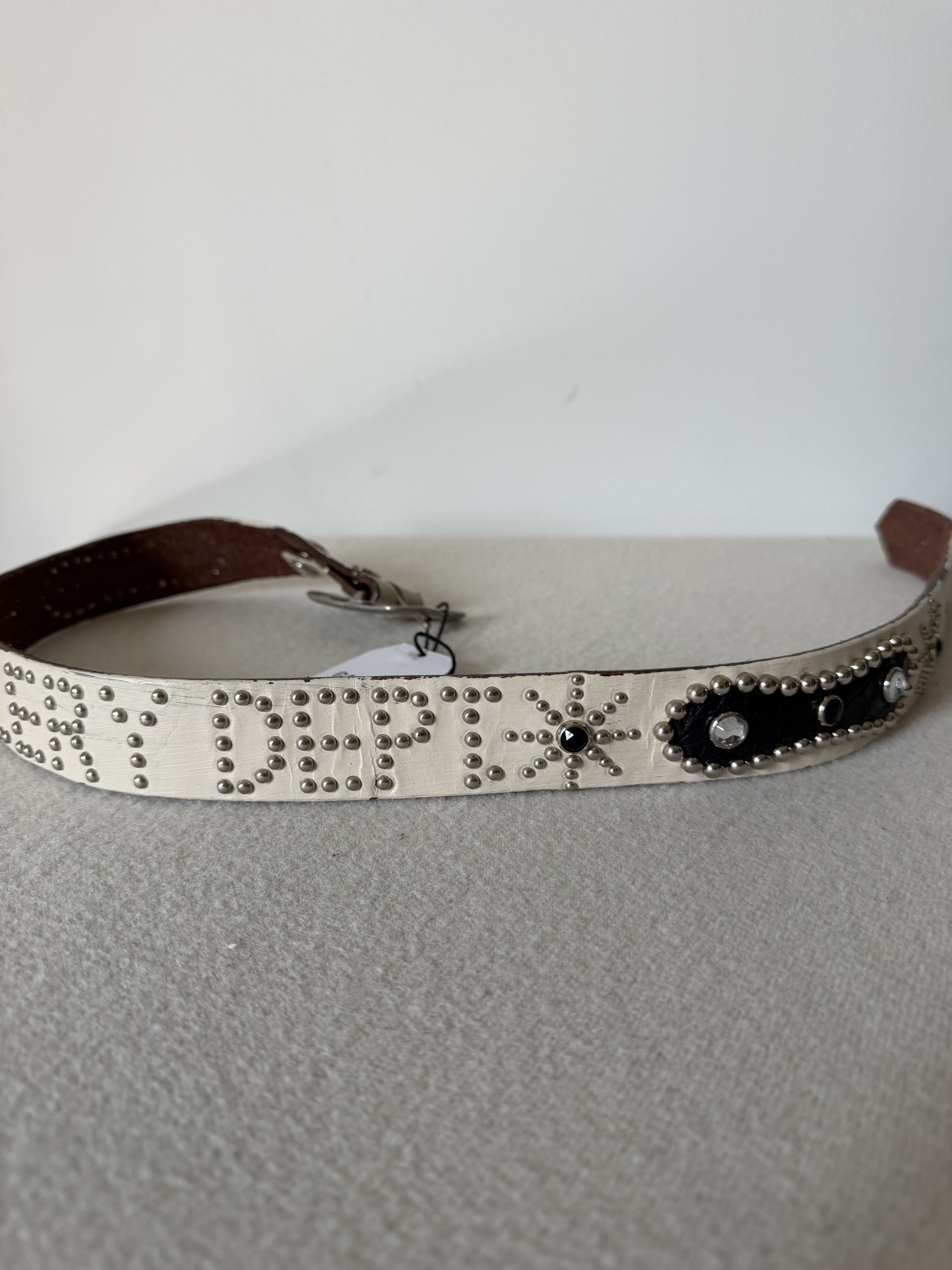 Gallery Dept. Gallery Dept. Painted Studded Leather Belt in White Size 32 - 4 Thumbnail