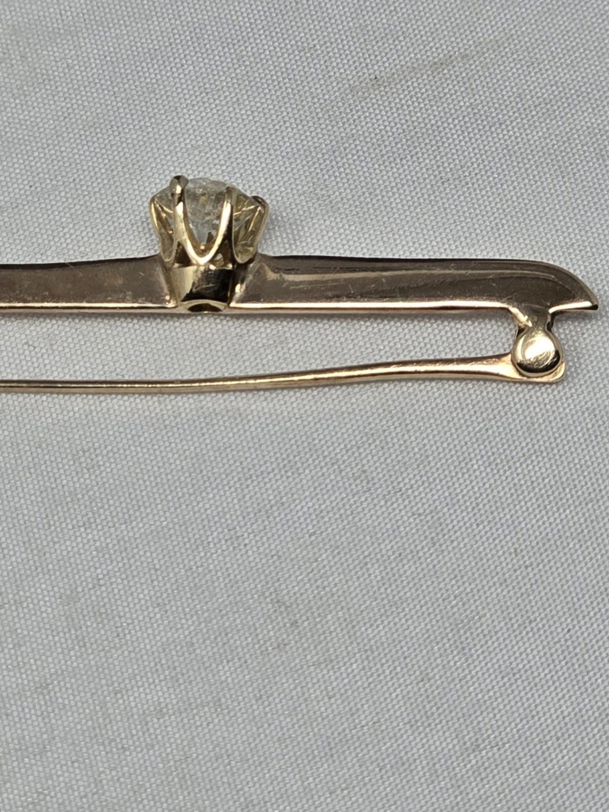 Antique Rivet ​Antique 14k Gold ~0.83ct Old European Diamond Bar Pin 2g Size ONE SIZE - 4 Thumbnail