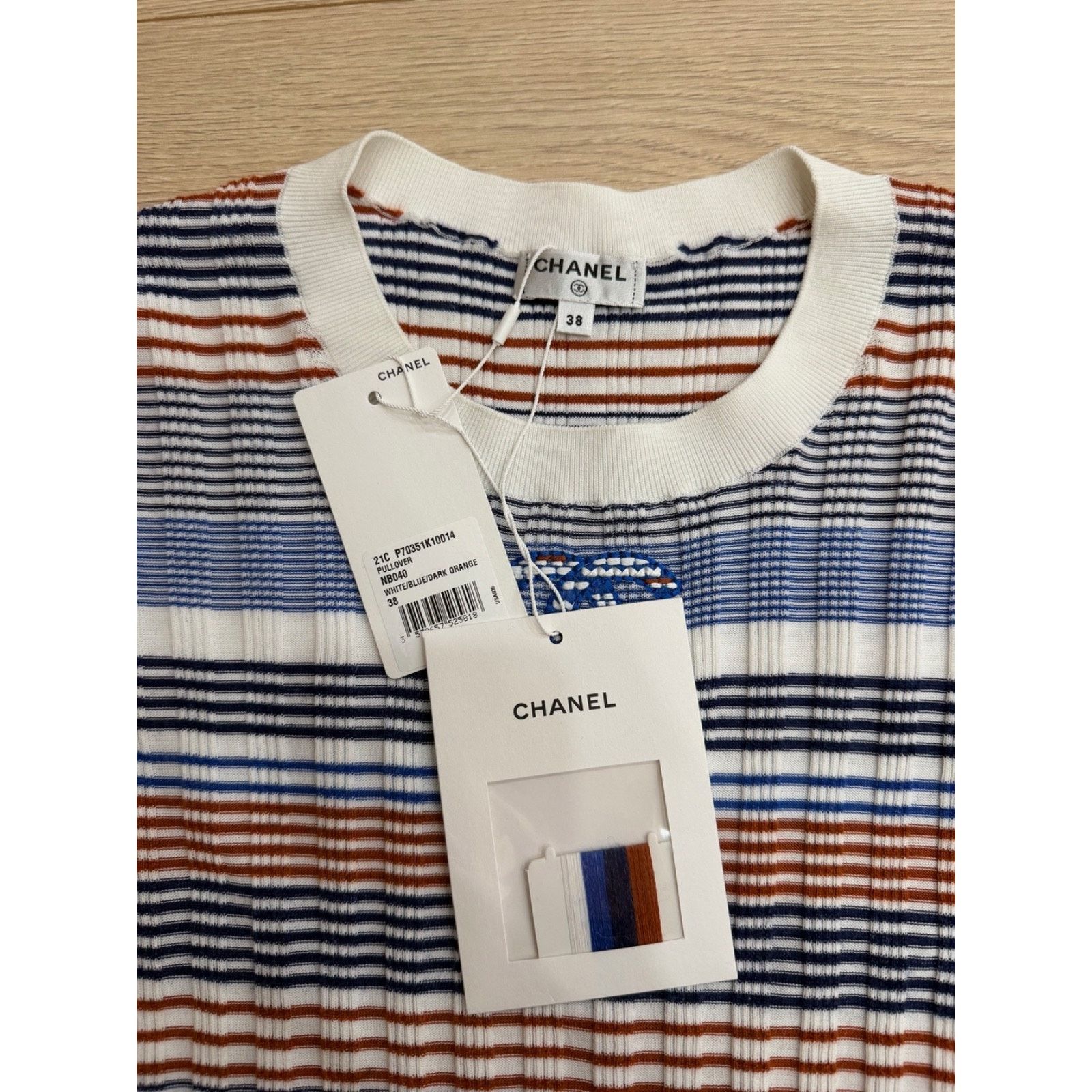 Chanel Chanel 21C Blue White Orange Striped CC Logo Top Pullover 38 Size XS / US 0-2 / IT 36-38 - 11 Thumbnail