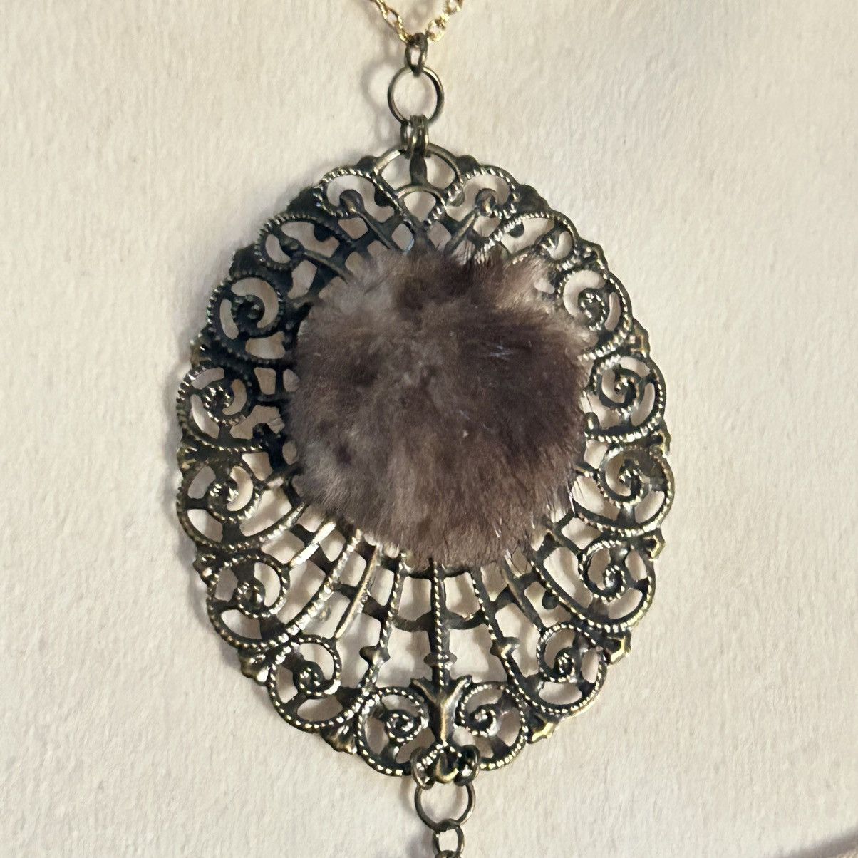 Handmade Handcrafted mink brass medallion crystal chandelier necklace Size ONE SIZE - 5 Thumbnail