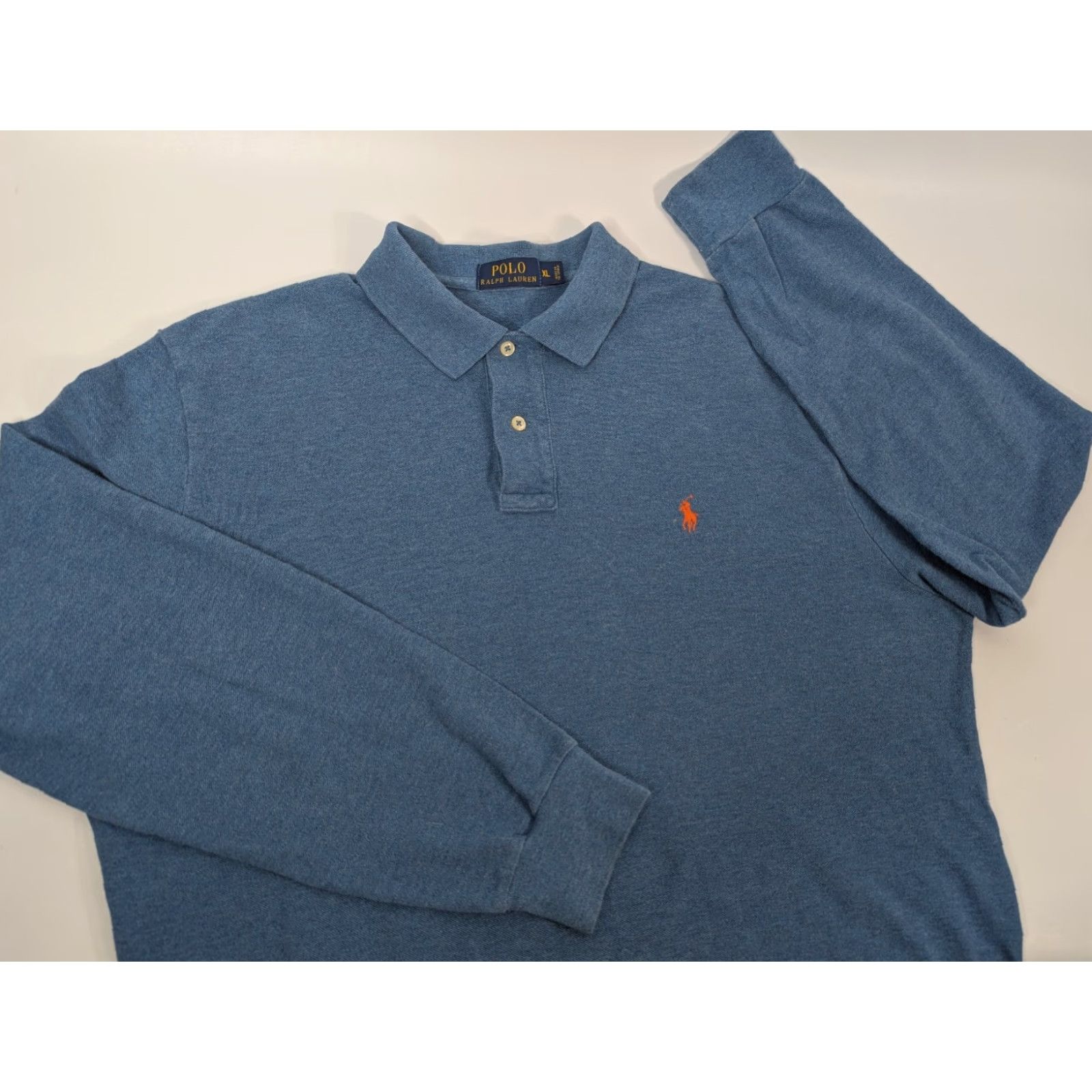 Polo Ralph Lauren Polo Ralph Lauren Polo Shirt Long Sleeve Blue Men's XL Casual Polo Shirt, Preppy, Classic, Designer, 100% Cotton, Knit Polo Size US XL / EU 56 / 4 - 2 Thumbnail