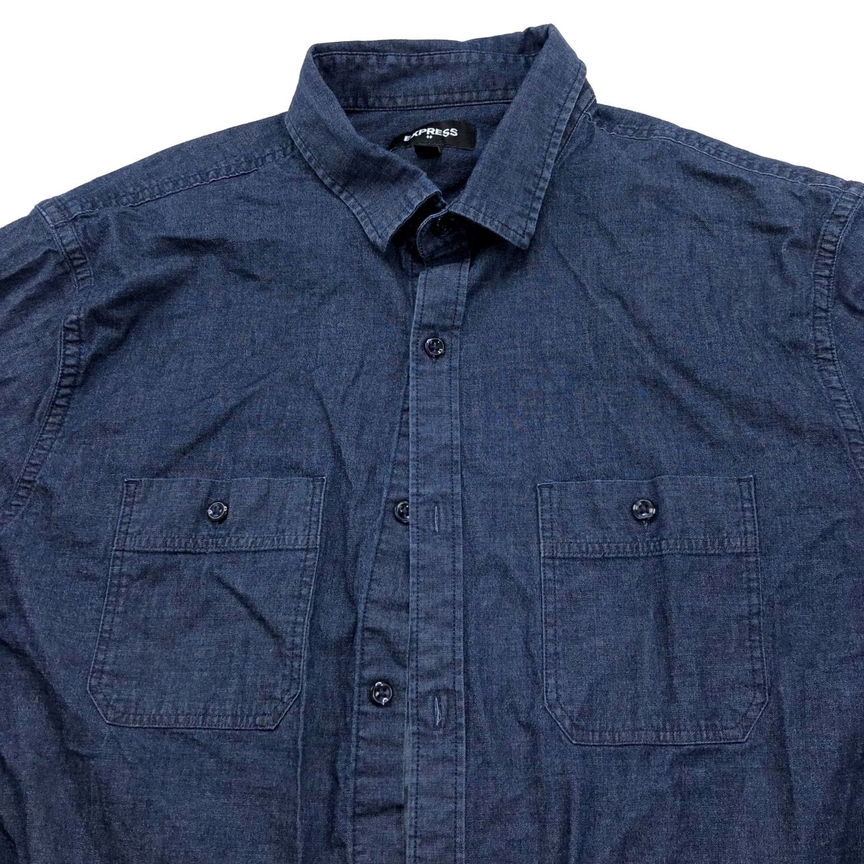 Express Express Blue Button Long Sleeve Shirt Mens 16/16.5 Cotton Casual Collar Shirt NS-1 Size US XL / EU 56 / 4 - 2 Thumbnail