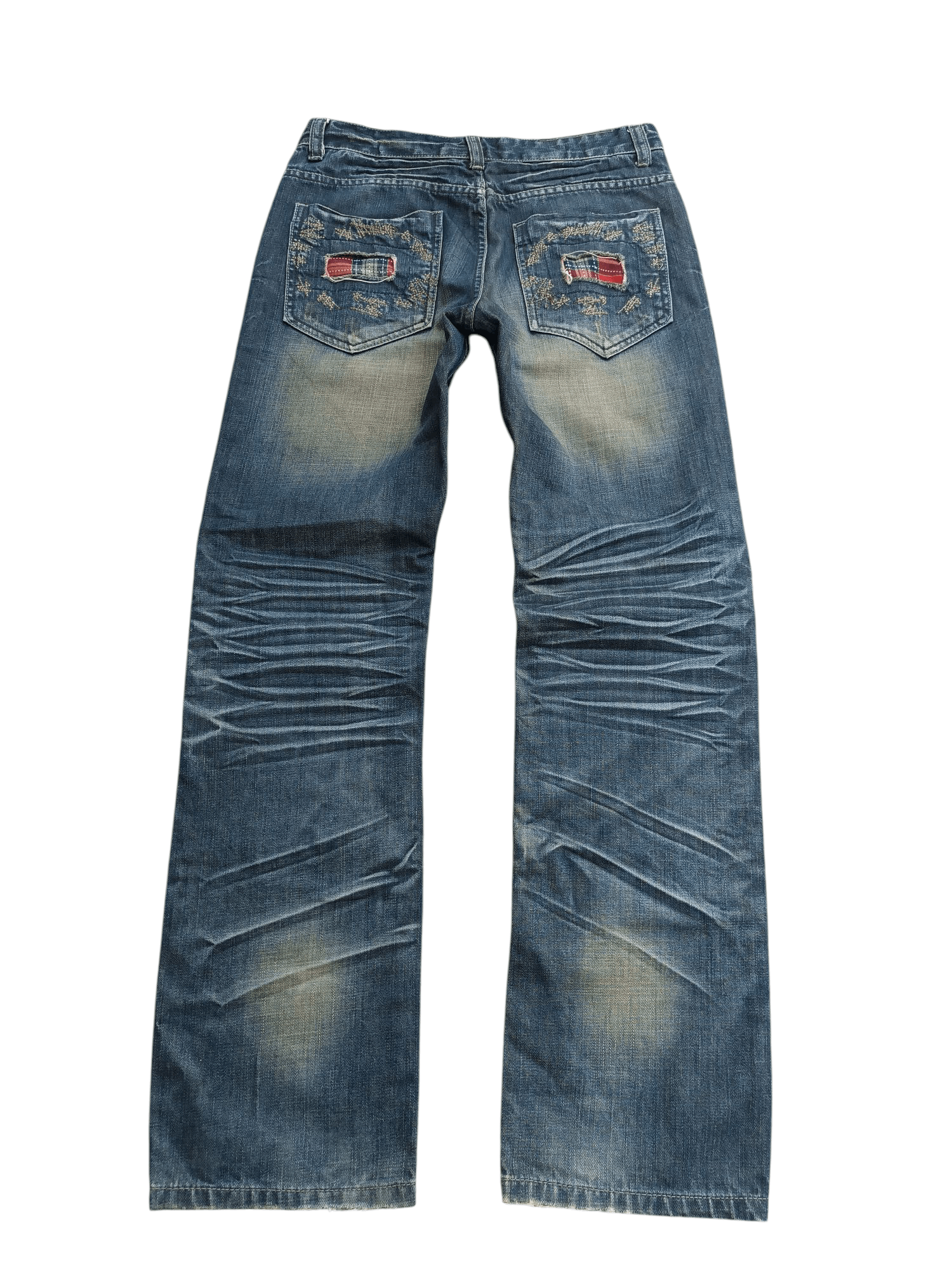 Japanese Brand × Think Skateboards Japanese Brand Distressed Patch Whiskers Faded Denim E263 Size US 30 / EU 46 - 7 Thumbnail