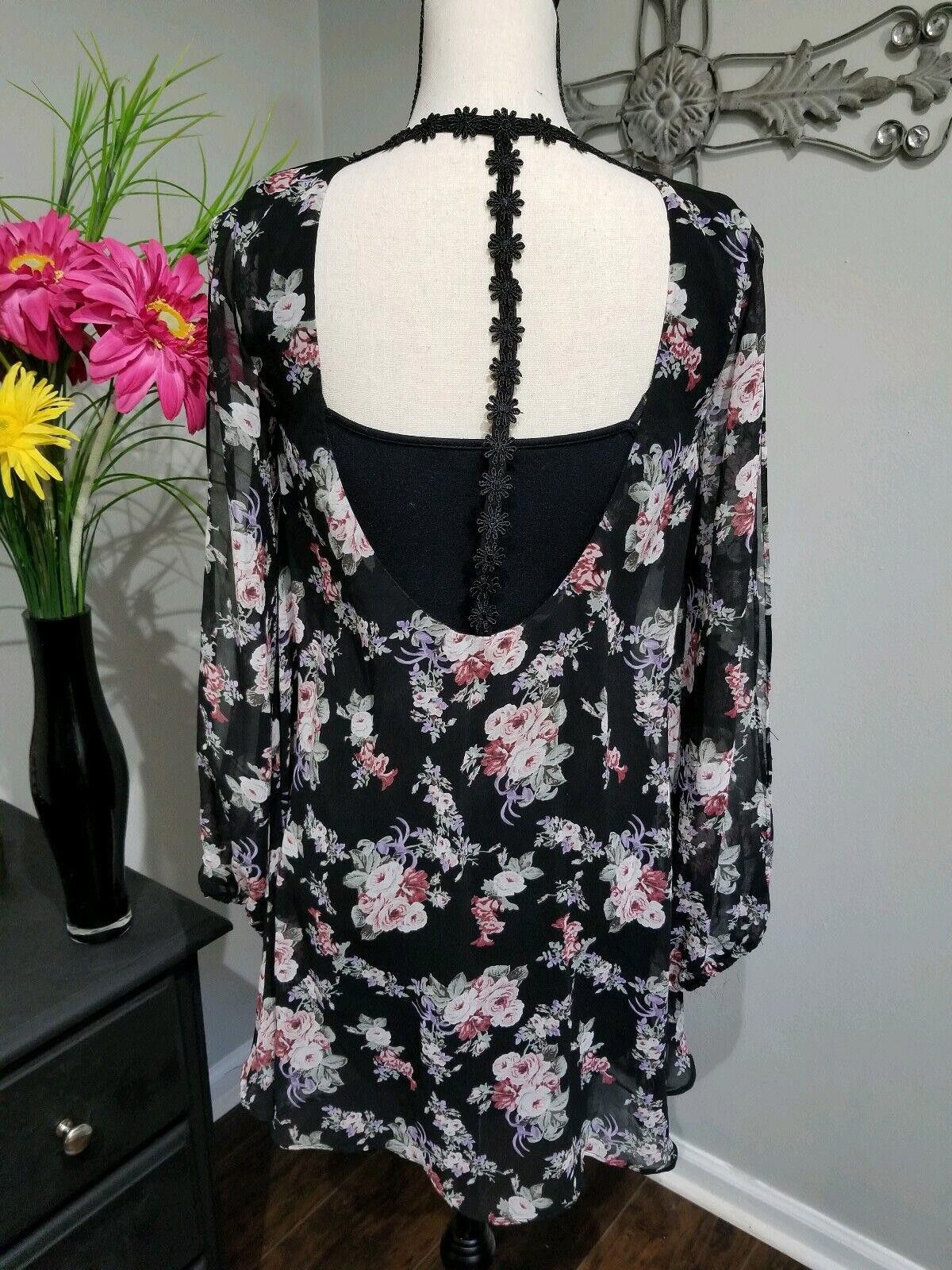 Designer Cotton Candy Dress SMALL black Split Long Sleeve open back Size S / US 4 / IT 40 - 3 Thumbnail