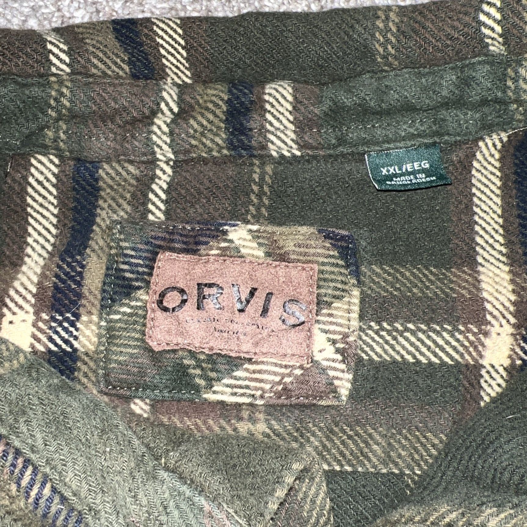 Orvis Orvis Shirt Men 2XL Flannel Green Plaid Long Sleeve Button-Up Mens XXL Size US XXL / EU 58 / 5 - 3 Thumbnail
