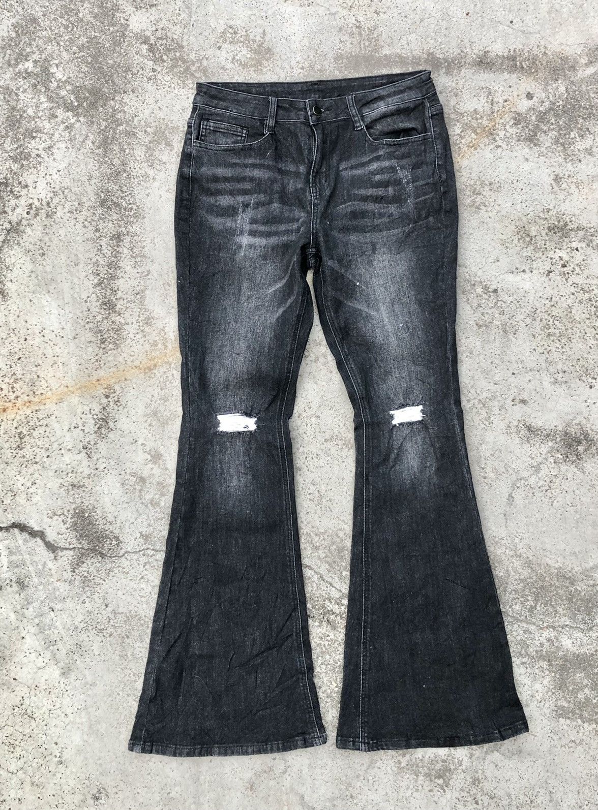 Vintage BELLBOTTOM FLARED STRECTHABLE DISTRESSED DENIM Size 30" / US 8 / IT 44 - 1 Thumbnail