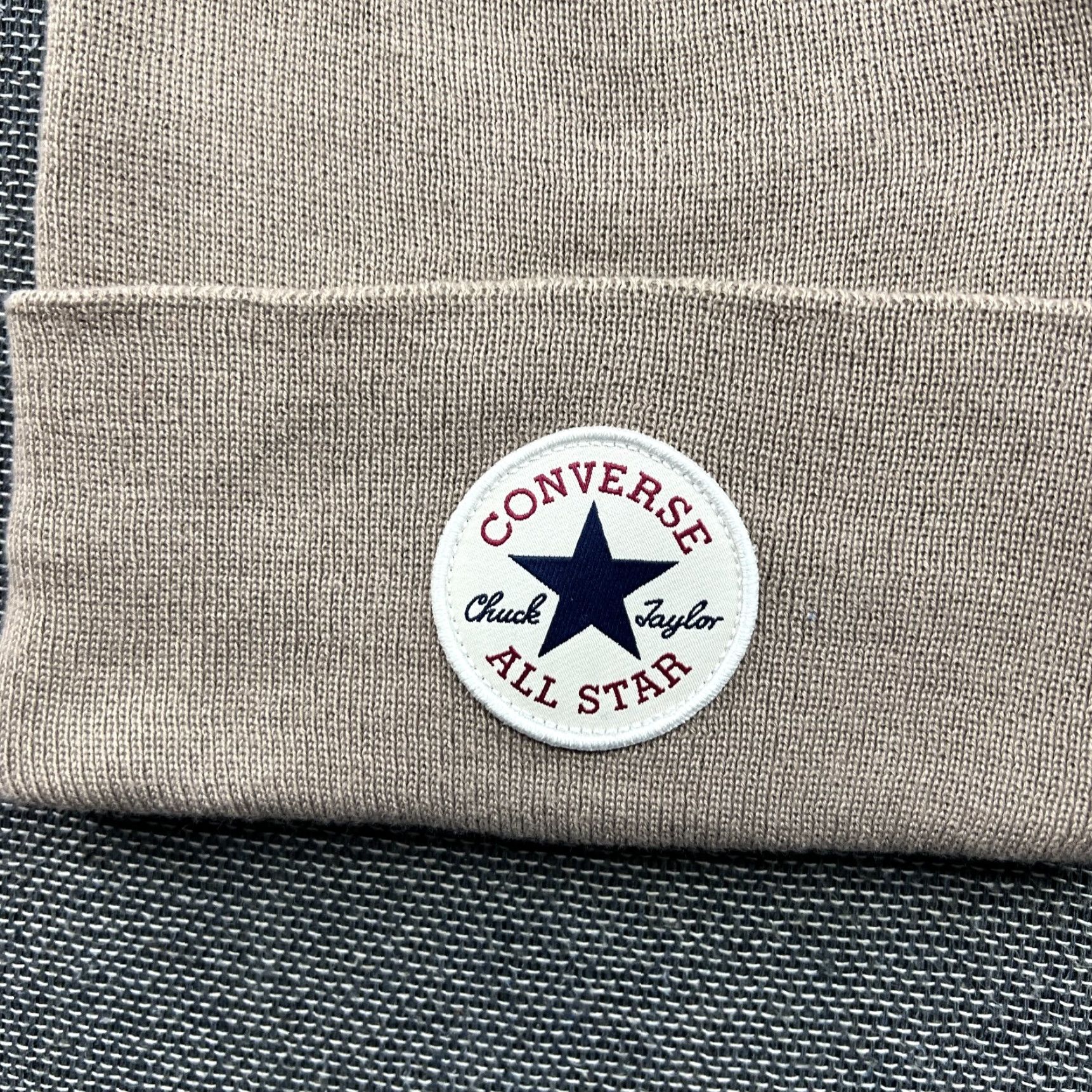 Converse Converse Beanie One Size OSFA Beige Stitch Patch Knit Unisex Adults Size ONE SIZE - 4 Thumbnail