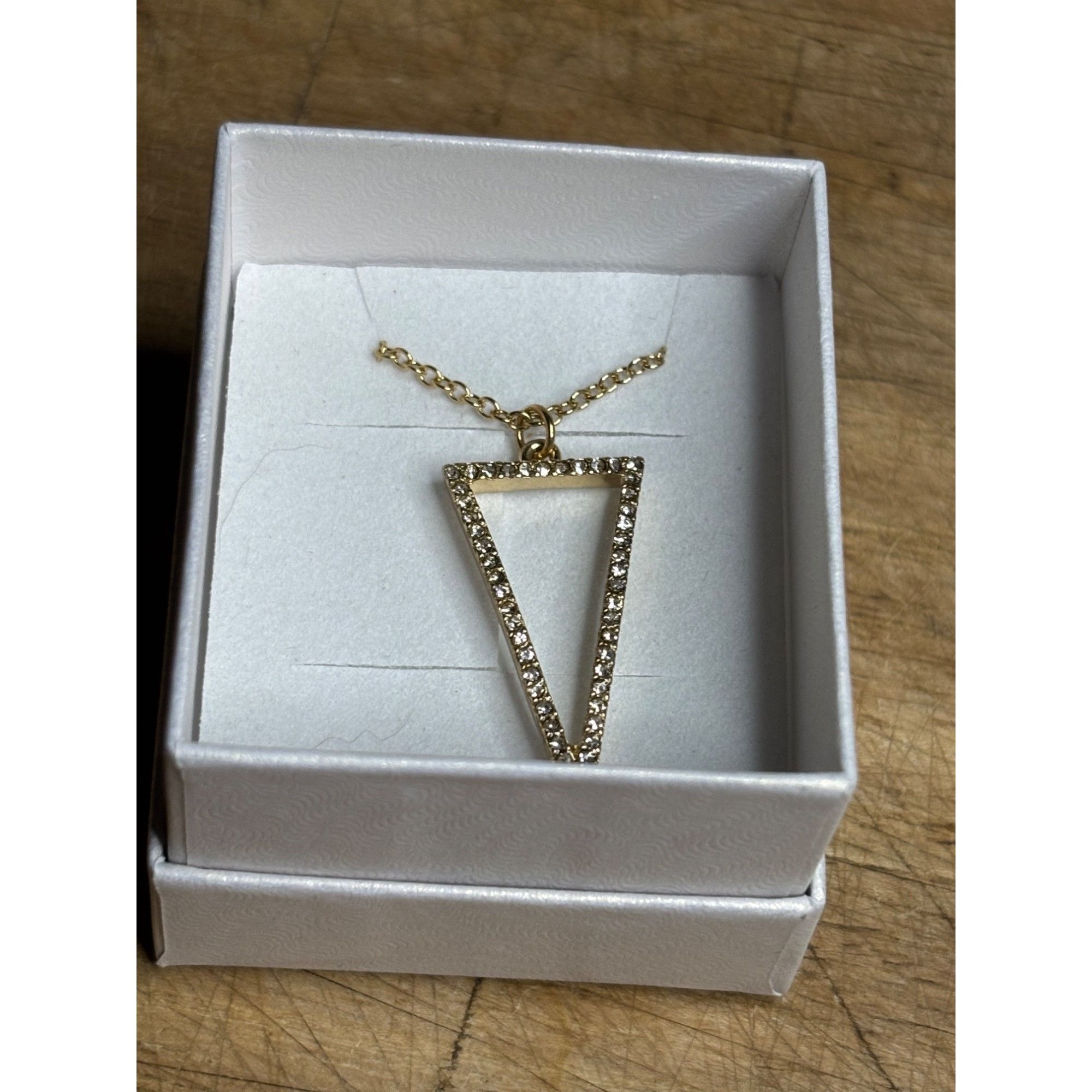 Other Gold Chain Necklace With Rhinestone Triangle Pendant Size ONE SIZE - 7 Thumbnail